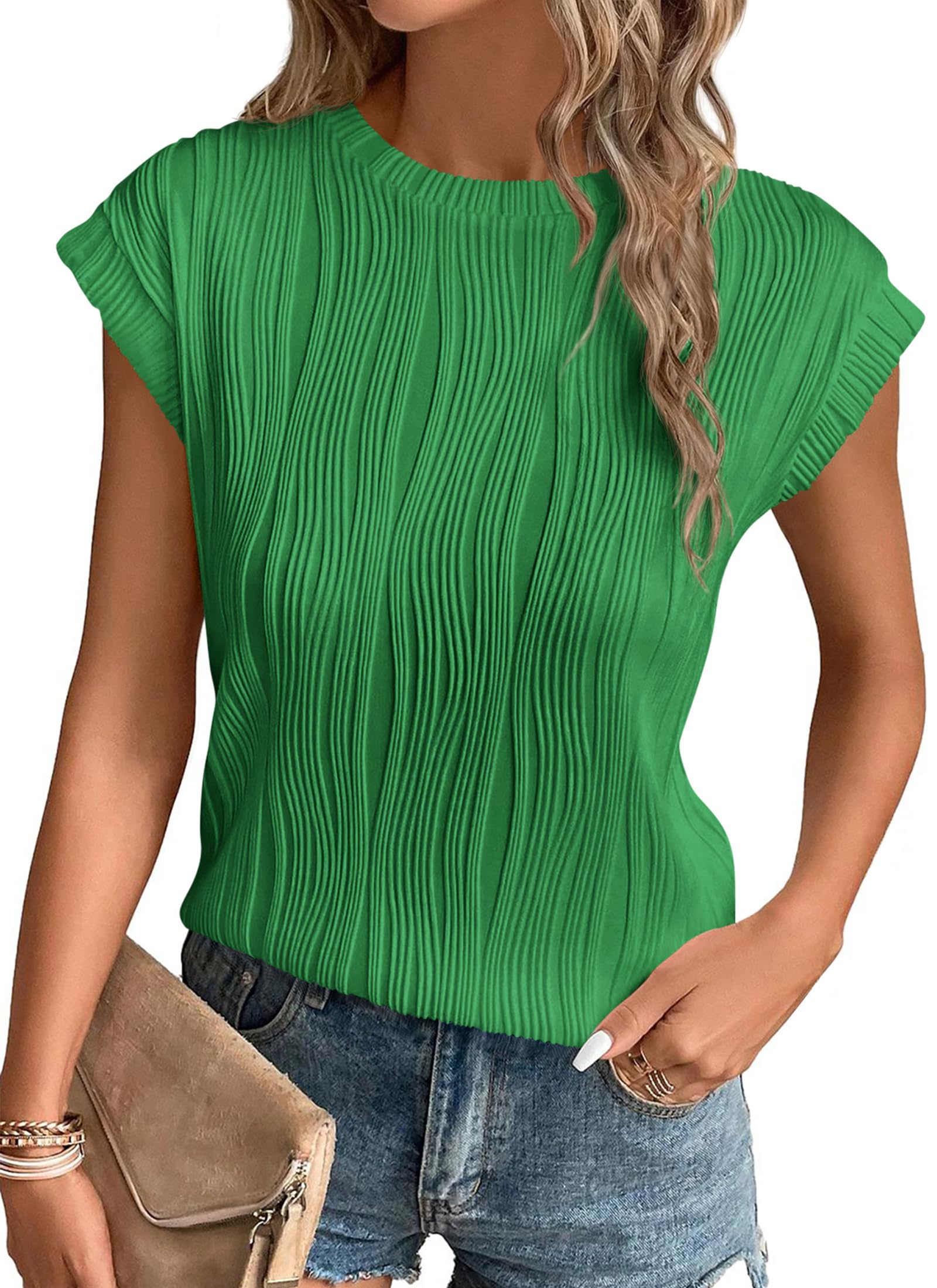 Blouses for Women Dressy Casual Summer Tops, Green,S