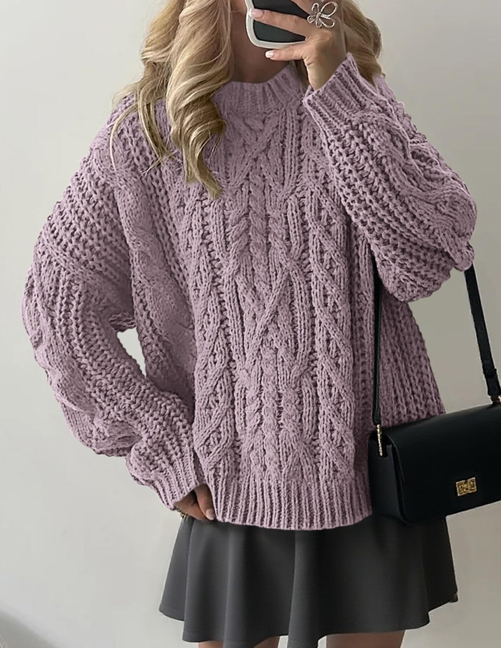 Womens Oversized Fall Sweaters Chunky Cable Knit Pullover Tops