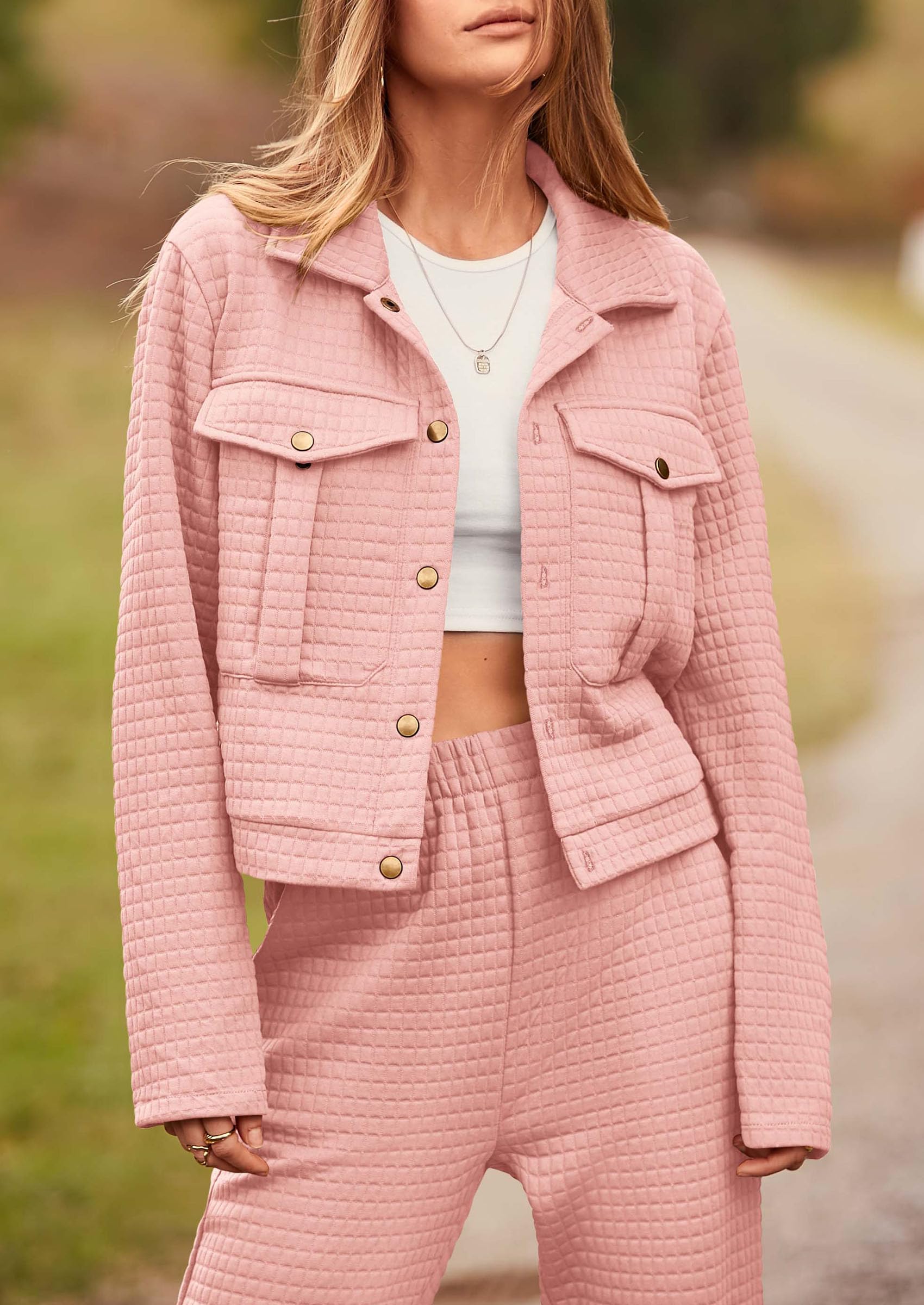 Women's 2 Piece Matching Lounge Sets Tracksuit,Pink,S