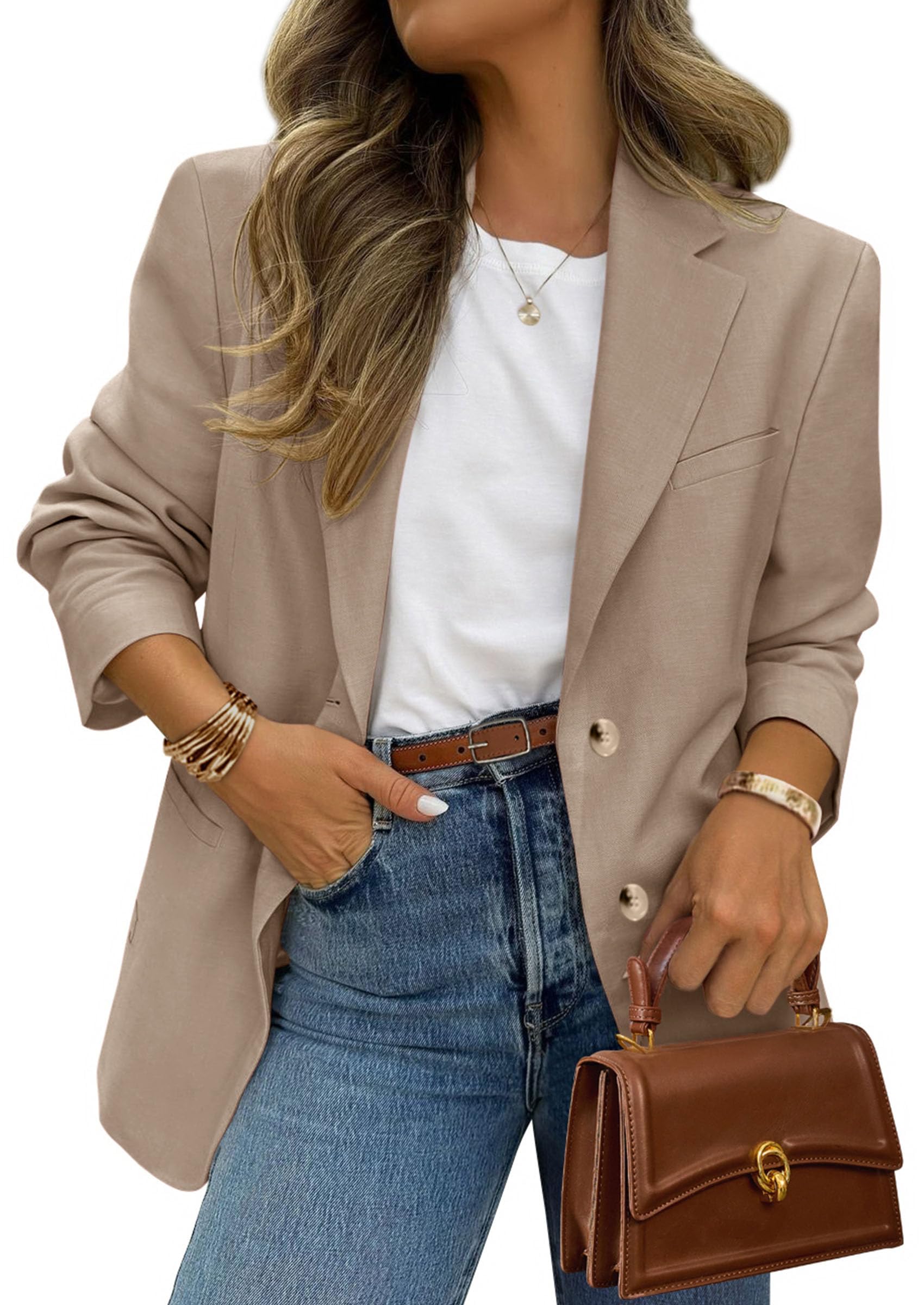 2026 Blazers for Women Business Casual,Camel,XS