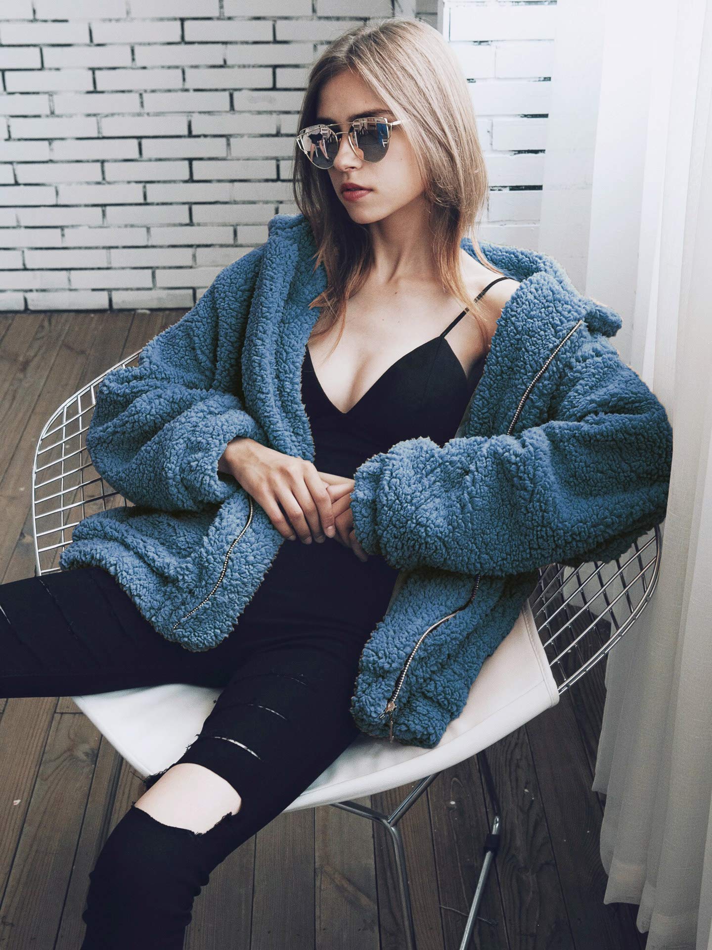 Oversized Sherpa Fleece Jacket Women's Winter Coats Outerwear