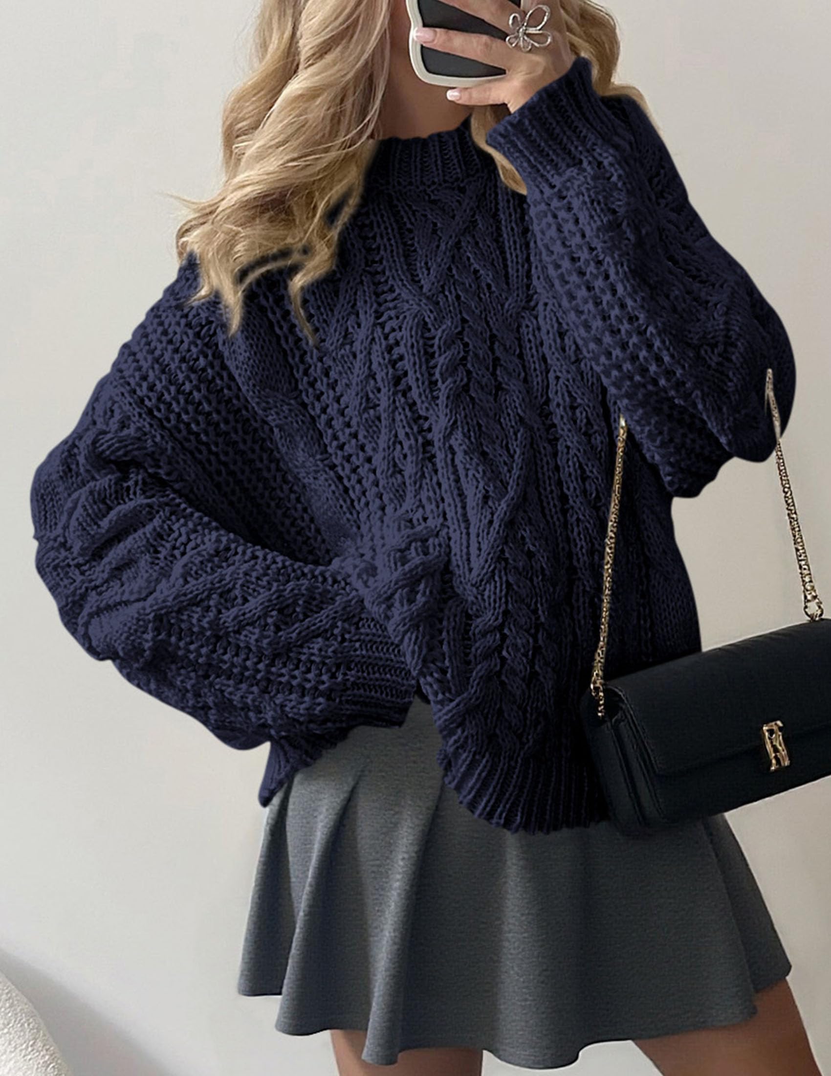 Womens Oversized Fall Sweaters Chunky Cable Knit Pullover Tops