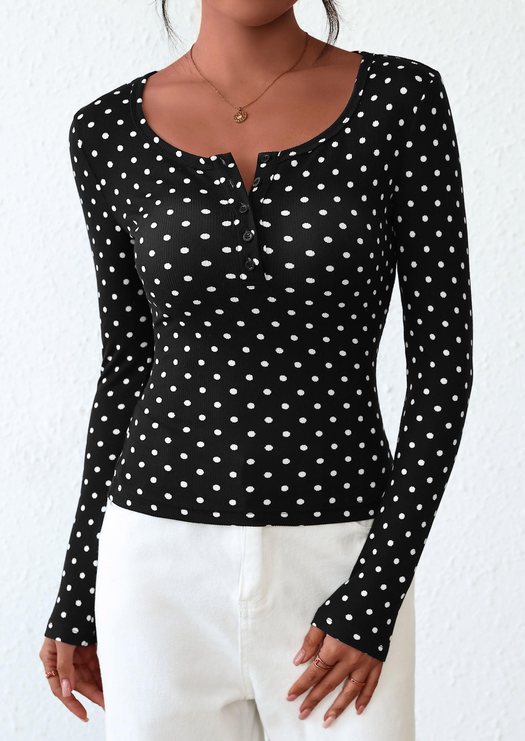 Women's Fall Long Sleeve Henley T Shirts