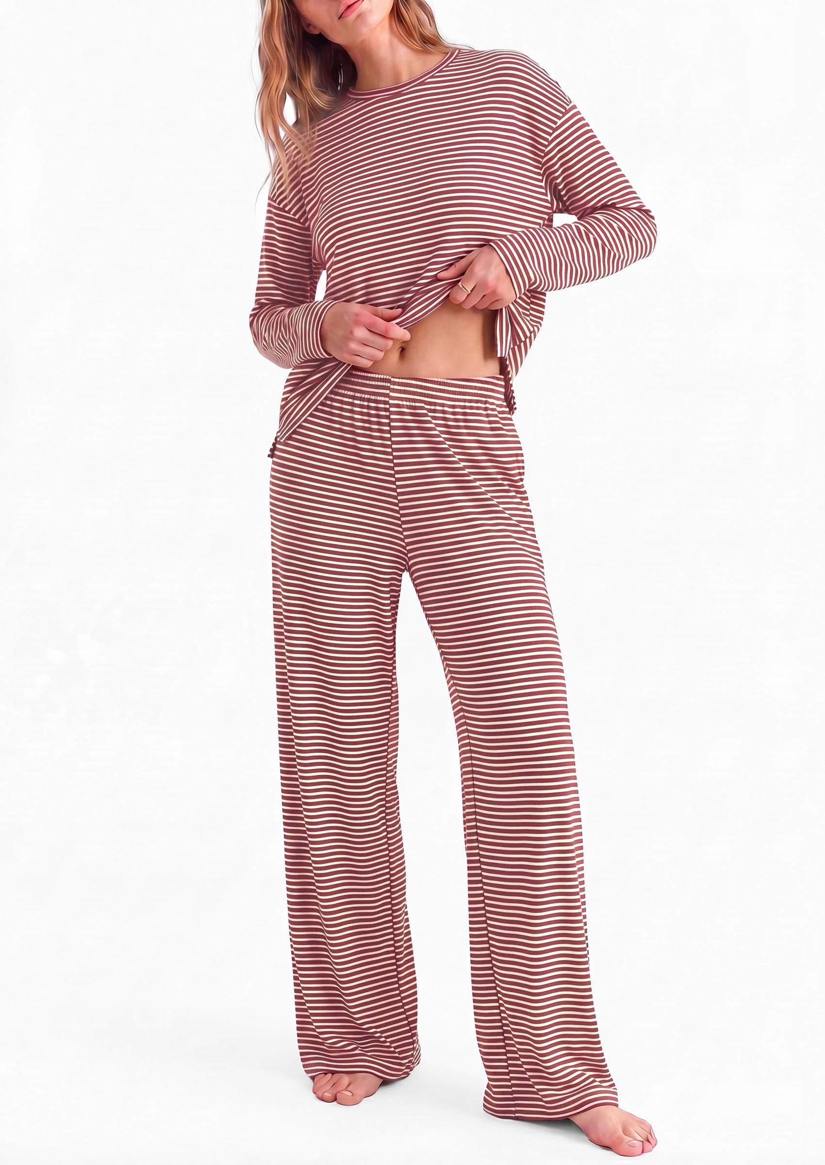 Lounge Sets for Women Fall Striped Matching Comfy Pajama Sets