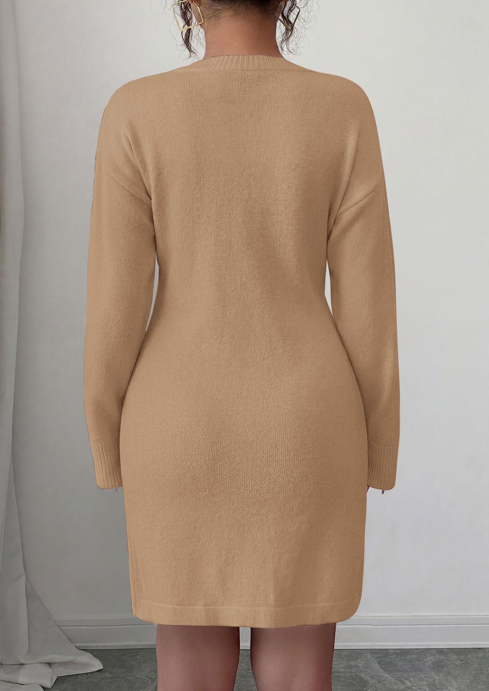 Women's Embroidered Long Sleeve Bodycon Mini Sweater Dress
