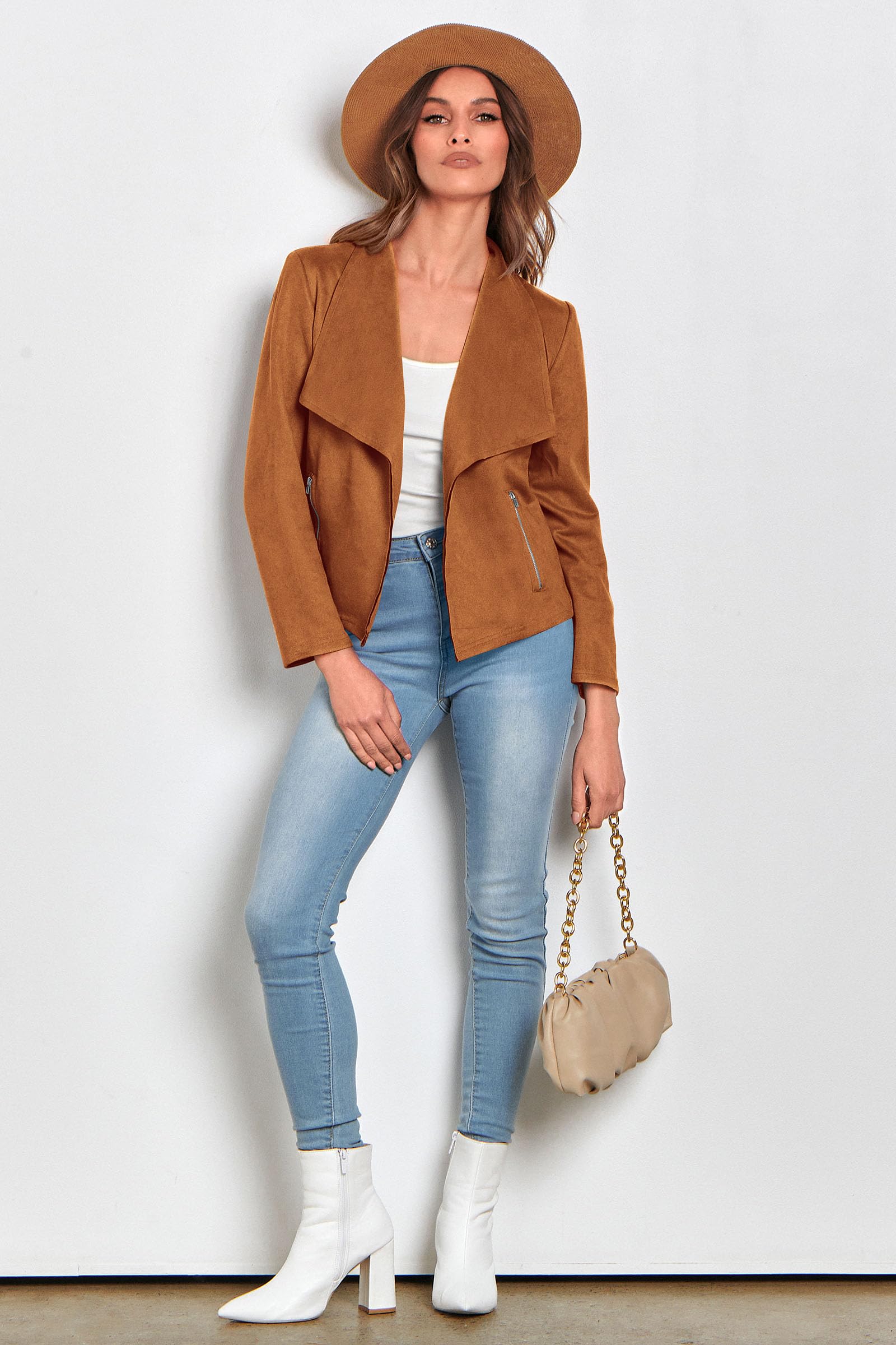 Women's Fall Fashion Faux Suede Jackets(Brown,Medium)