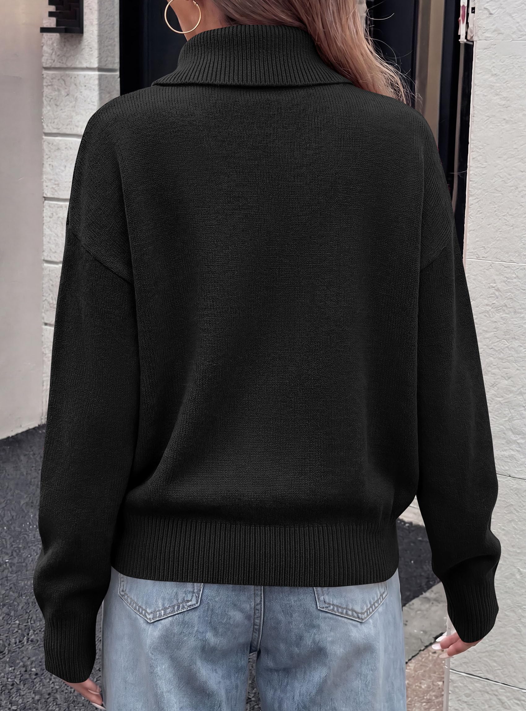 Womens Turtleneck Sweater Pullover Side Button Fall Clothes