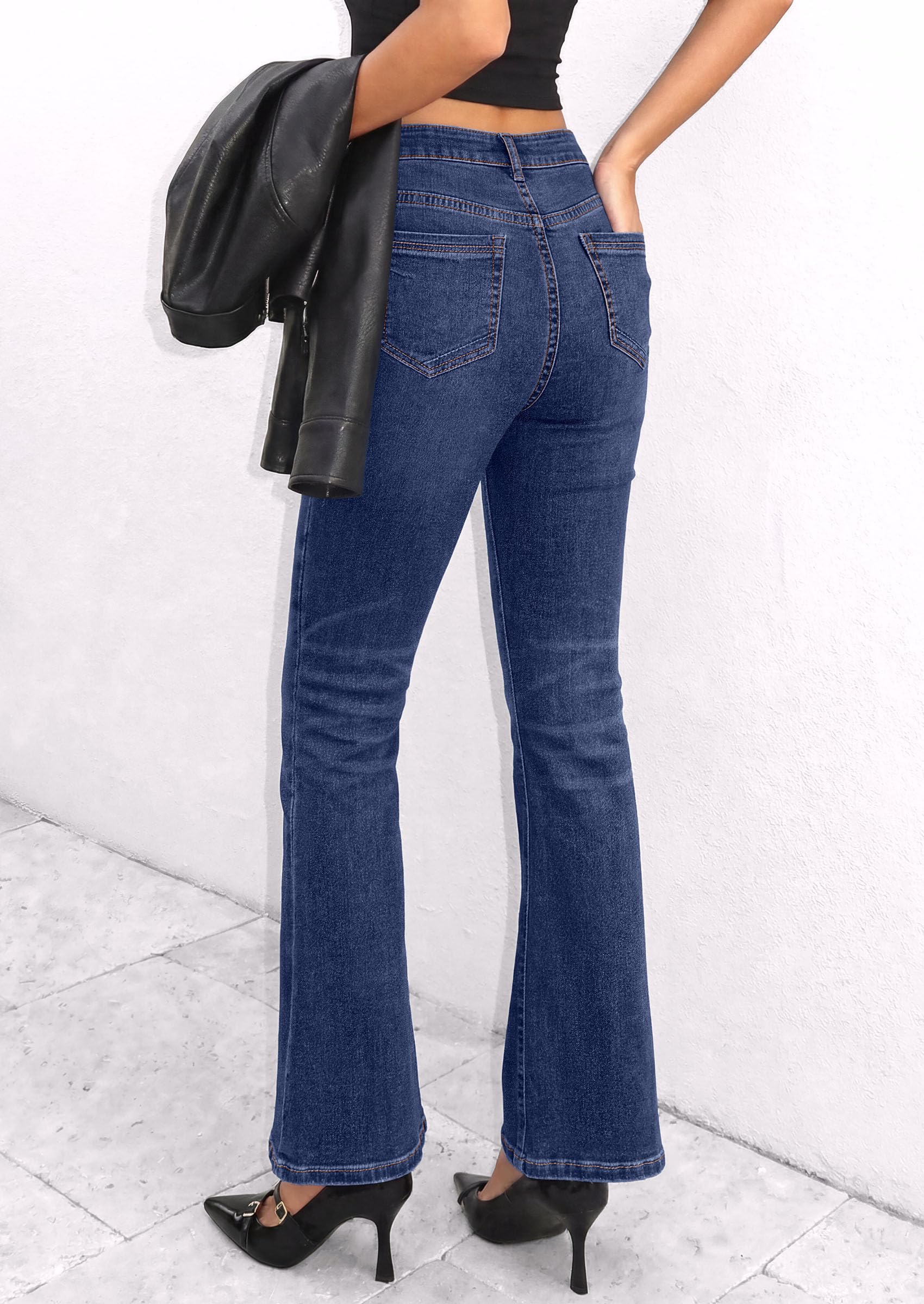 Women's Bootcut Denim Jeans Flare High Waisted Wide Leg Pants
