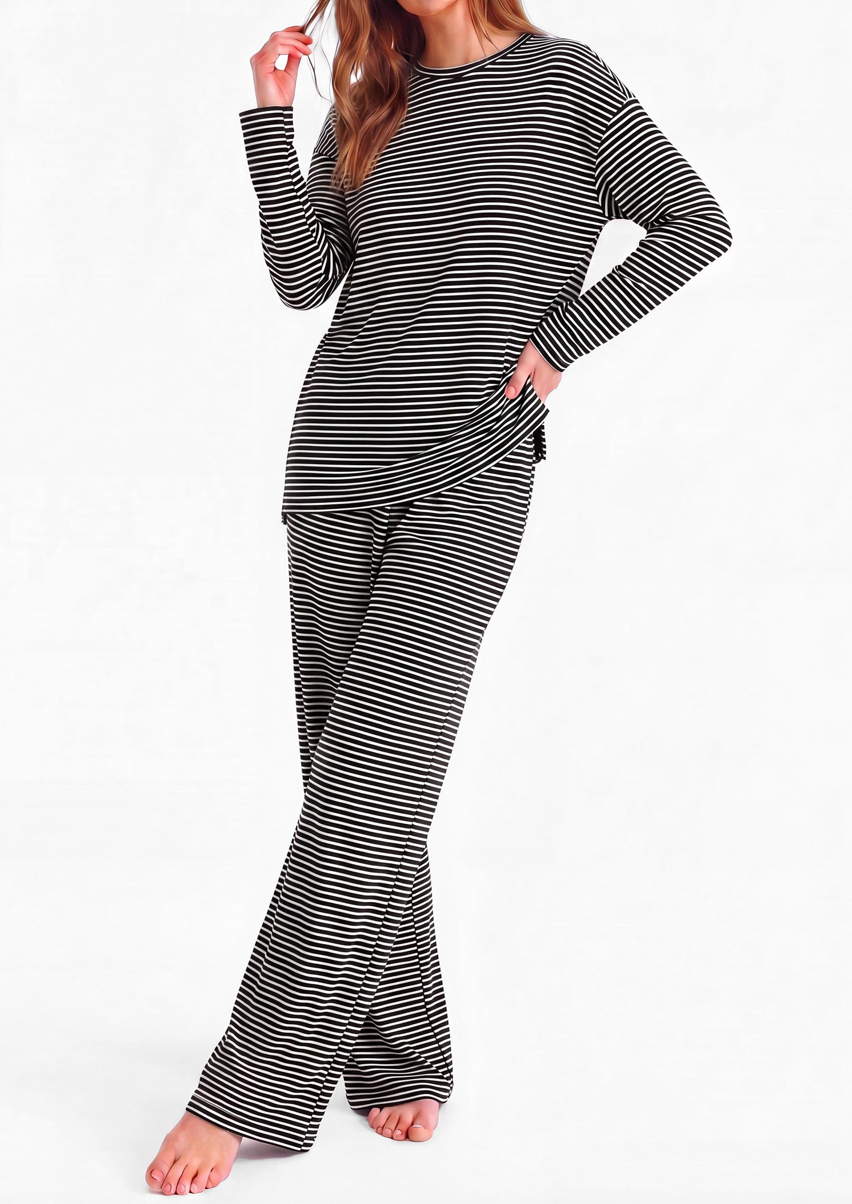 Lounge Sets for Women Fall Striped Matching Comfy Pajama Sets