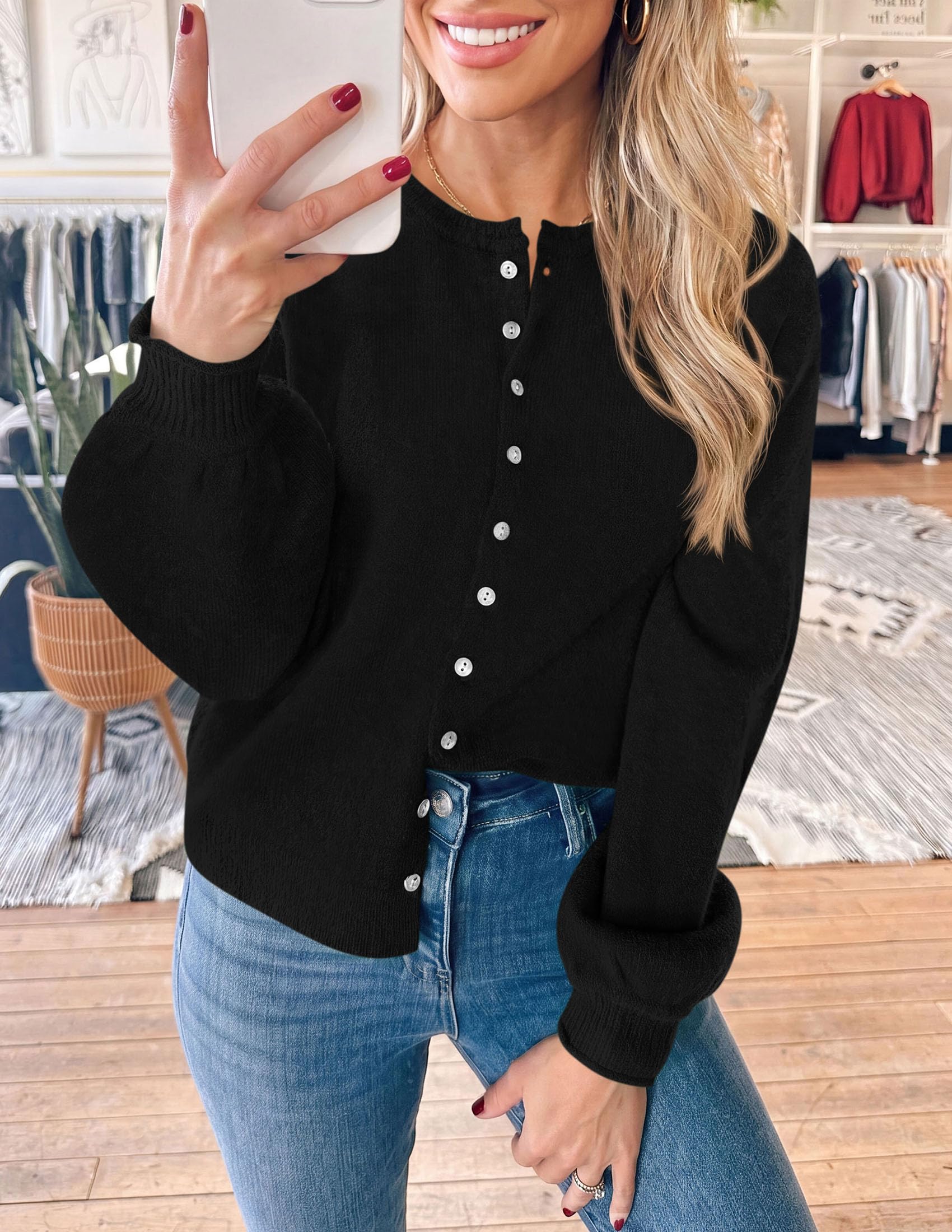 Women's Knit Button Up Cardigan Fall Lightweight Cozy Sweaters