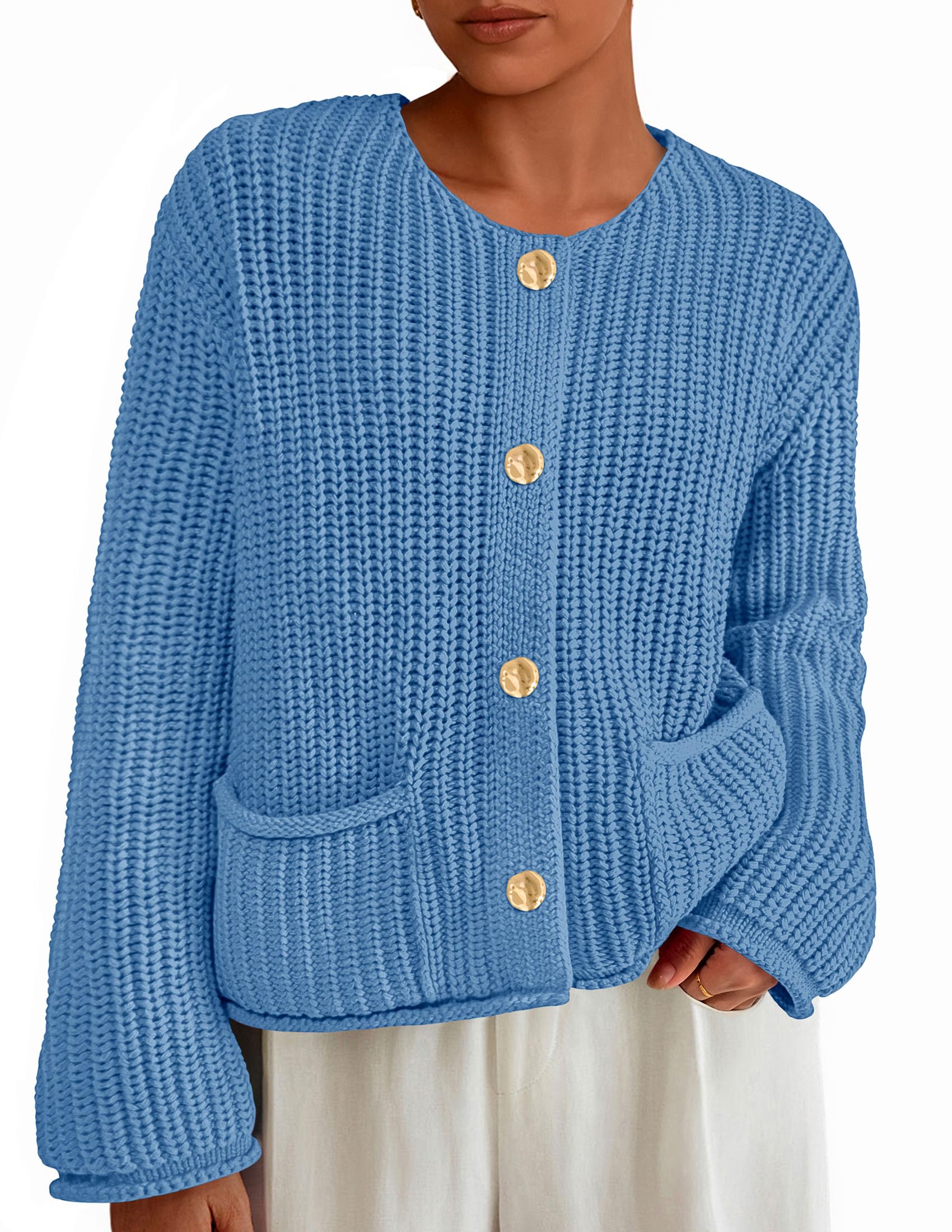 Women Oversized Cardigan Sweaters 2026 Fall Outfits,Blue
