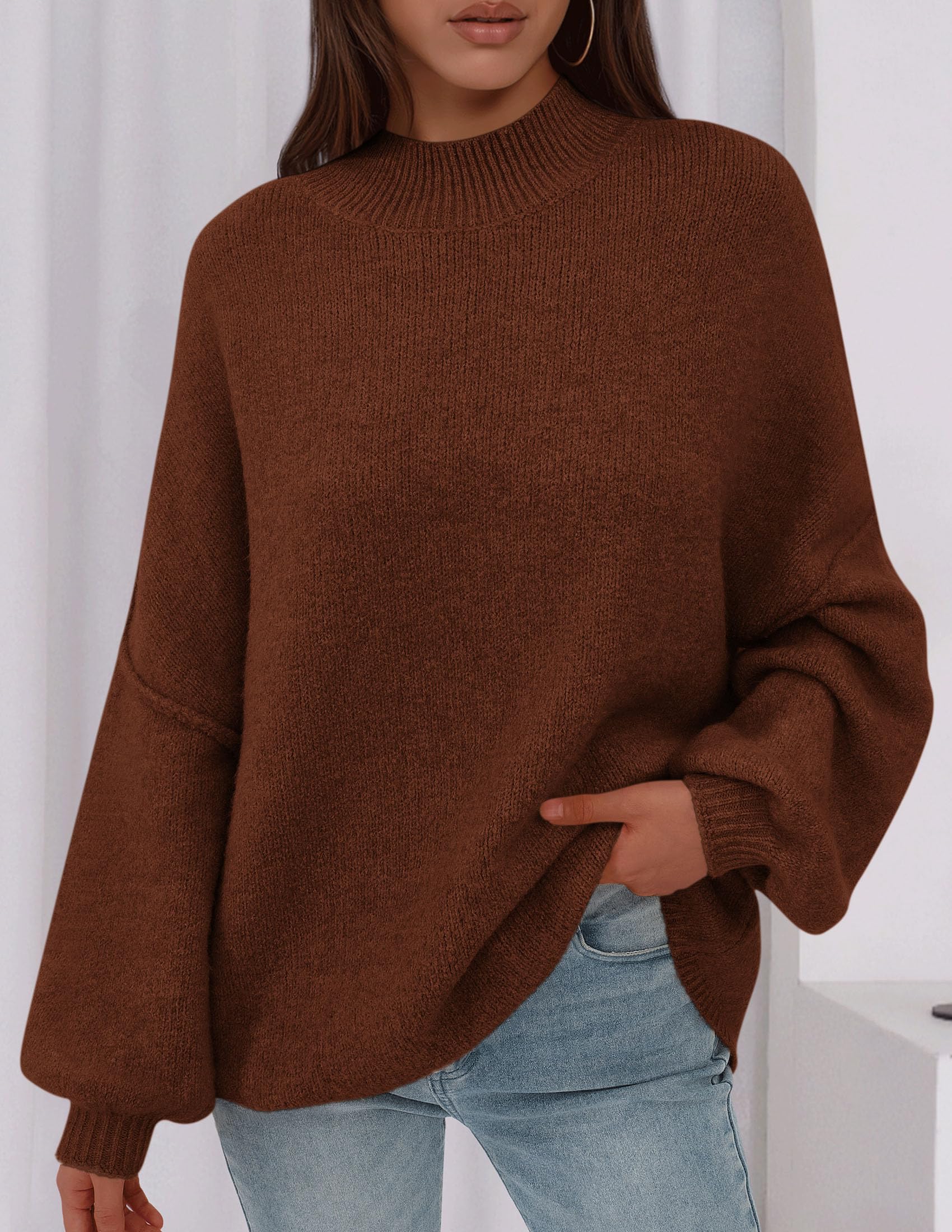 Women's Oversized Sweaters Fall Clothes (Caramel,S)