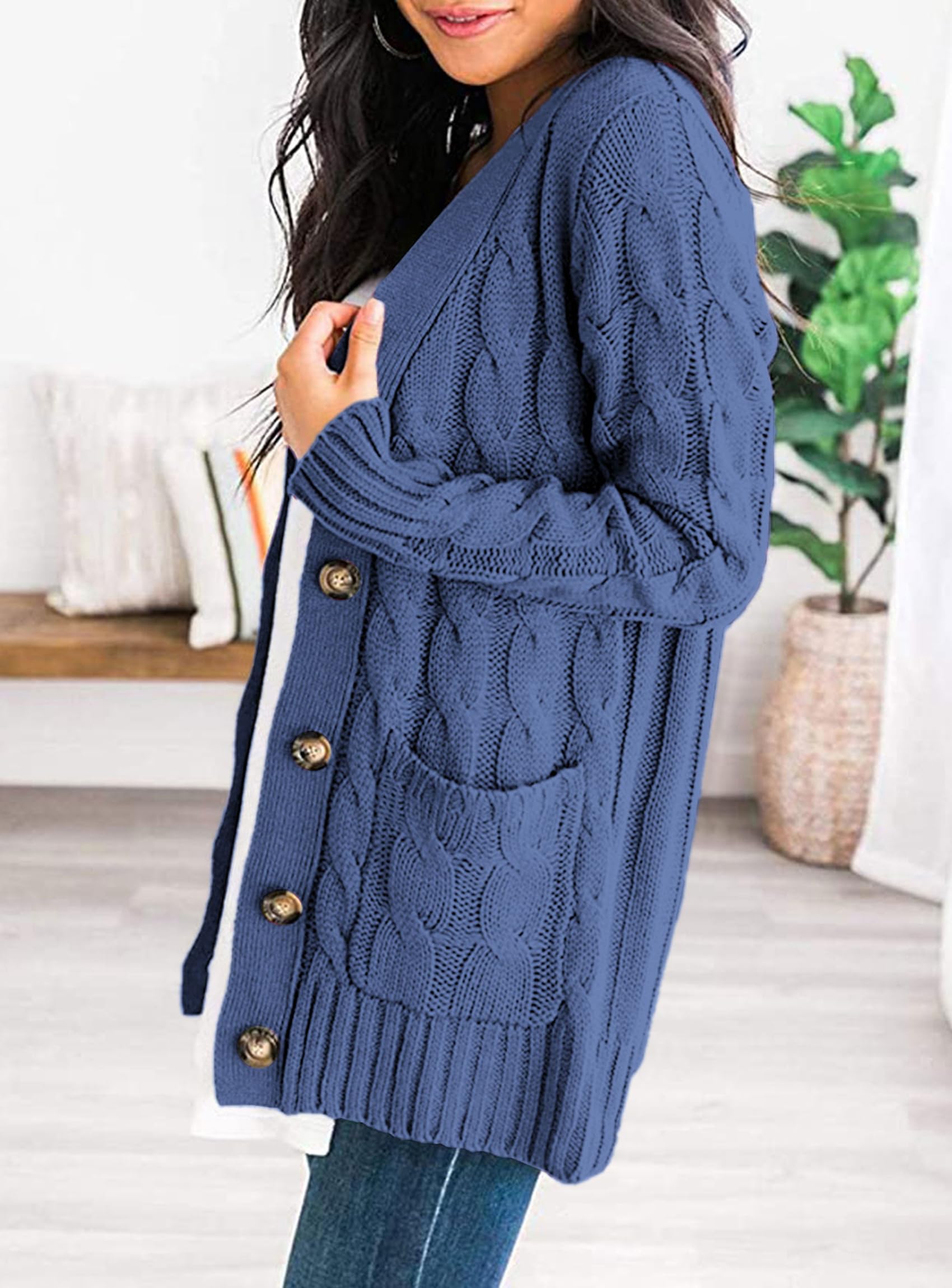 Women Chunky Cable Knit Cardigan Sweaters Fall Fashion Clothes