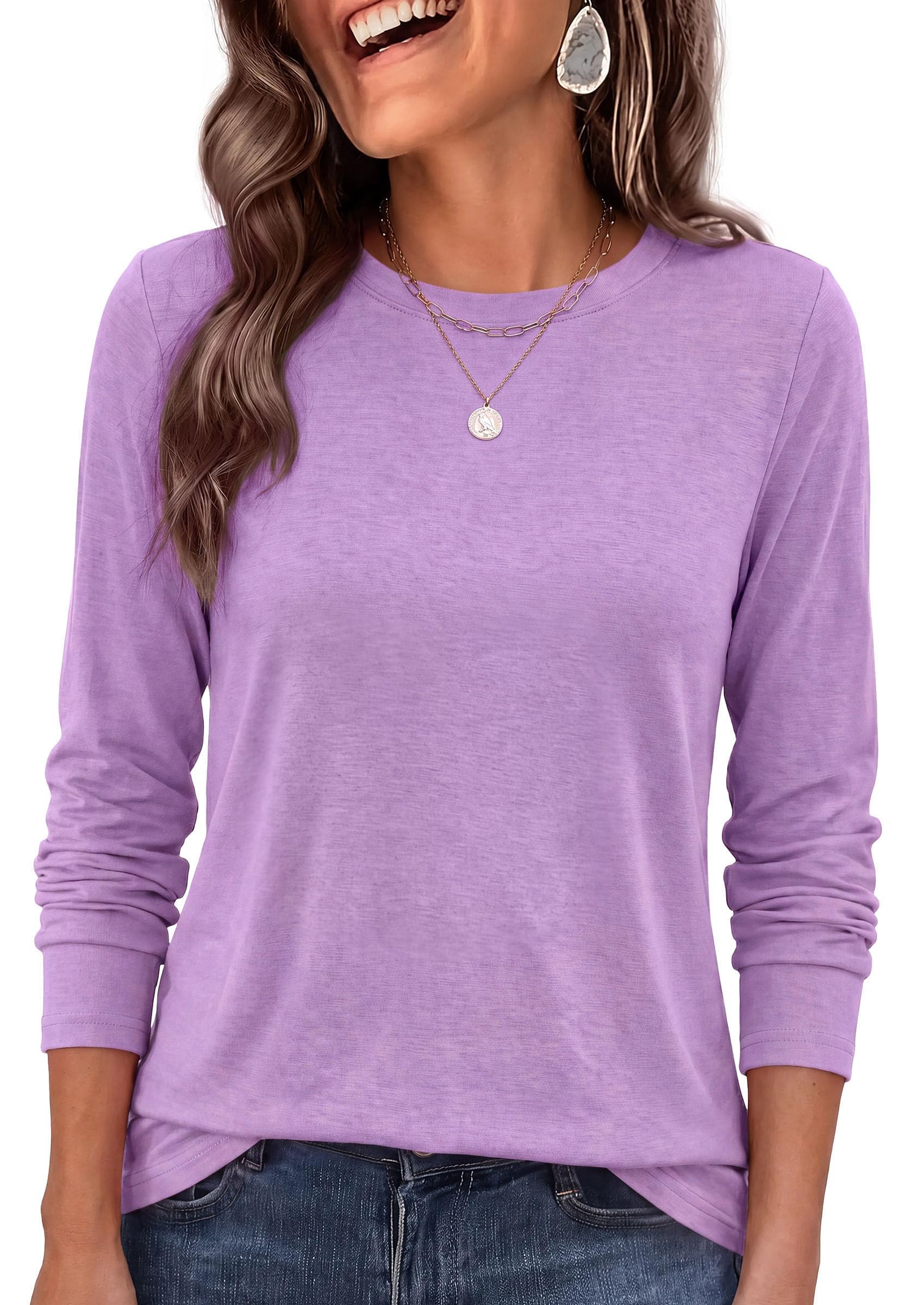 Long Sleeve Tshirts Shirts for Women Basic Casual Fall Tops