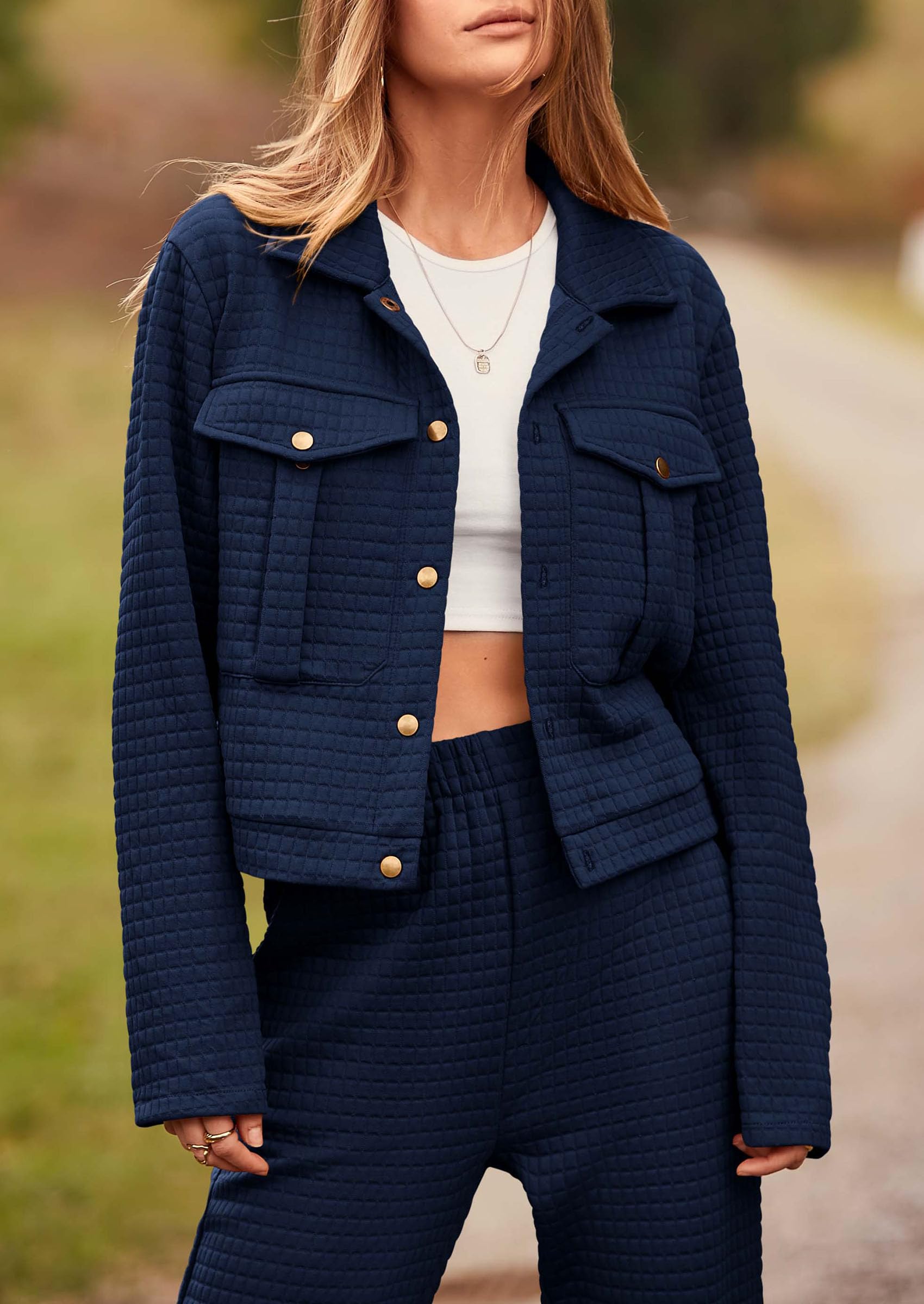 Women's 2 Piece Matching Lounge Sets Tracksuit,Navy,S