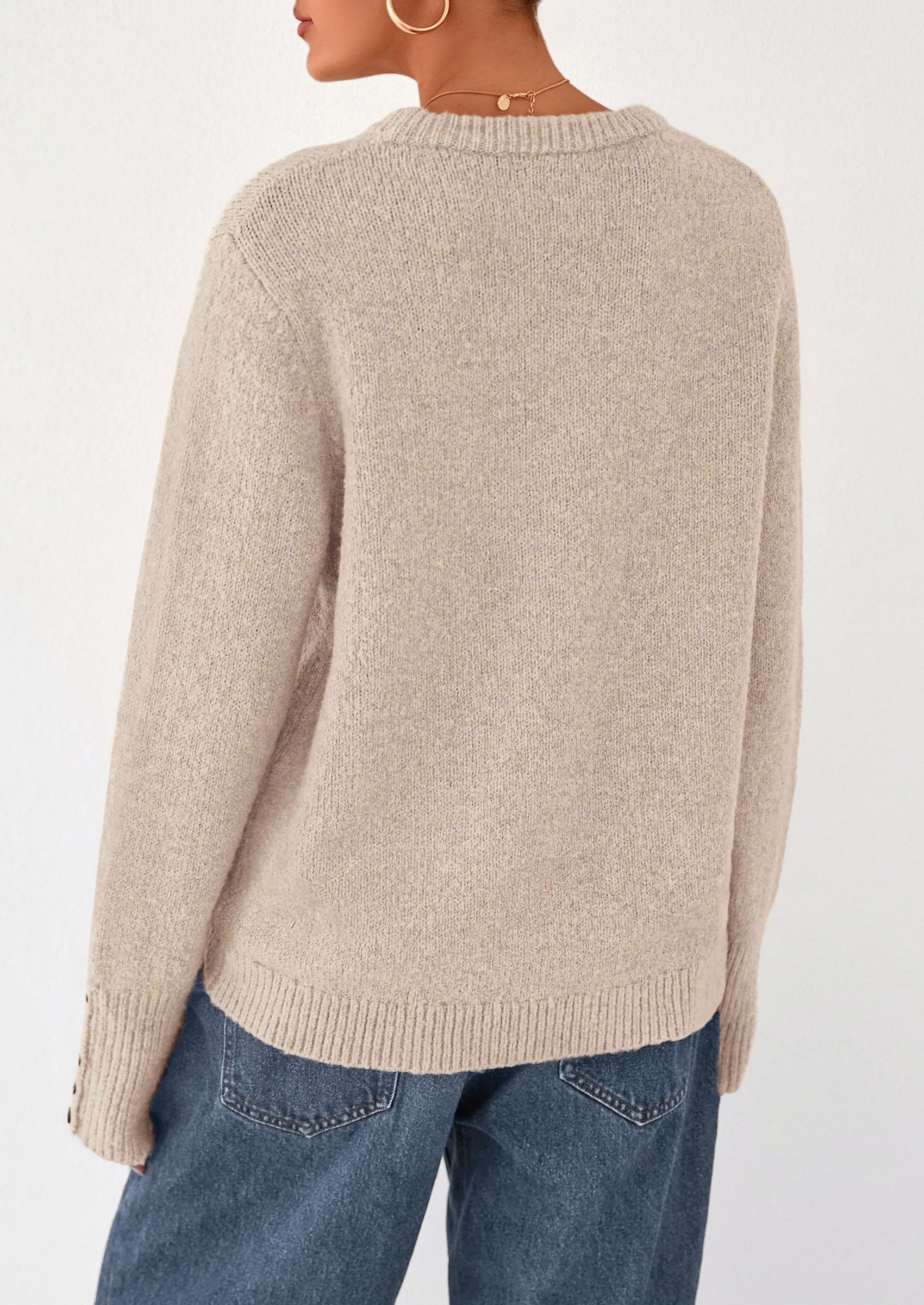 Fall Sweaters for Women Cozy Casual Pullover Ribbed Knit Tops
