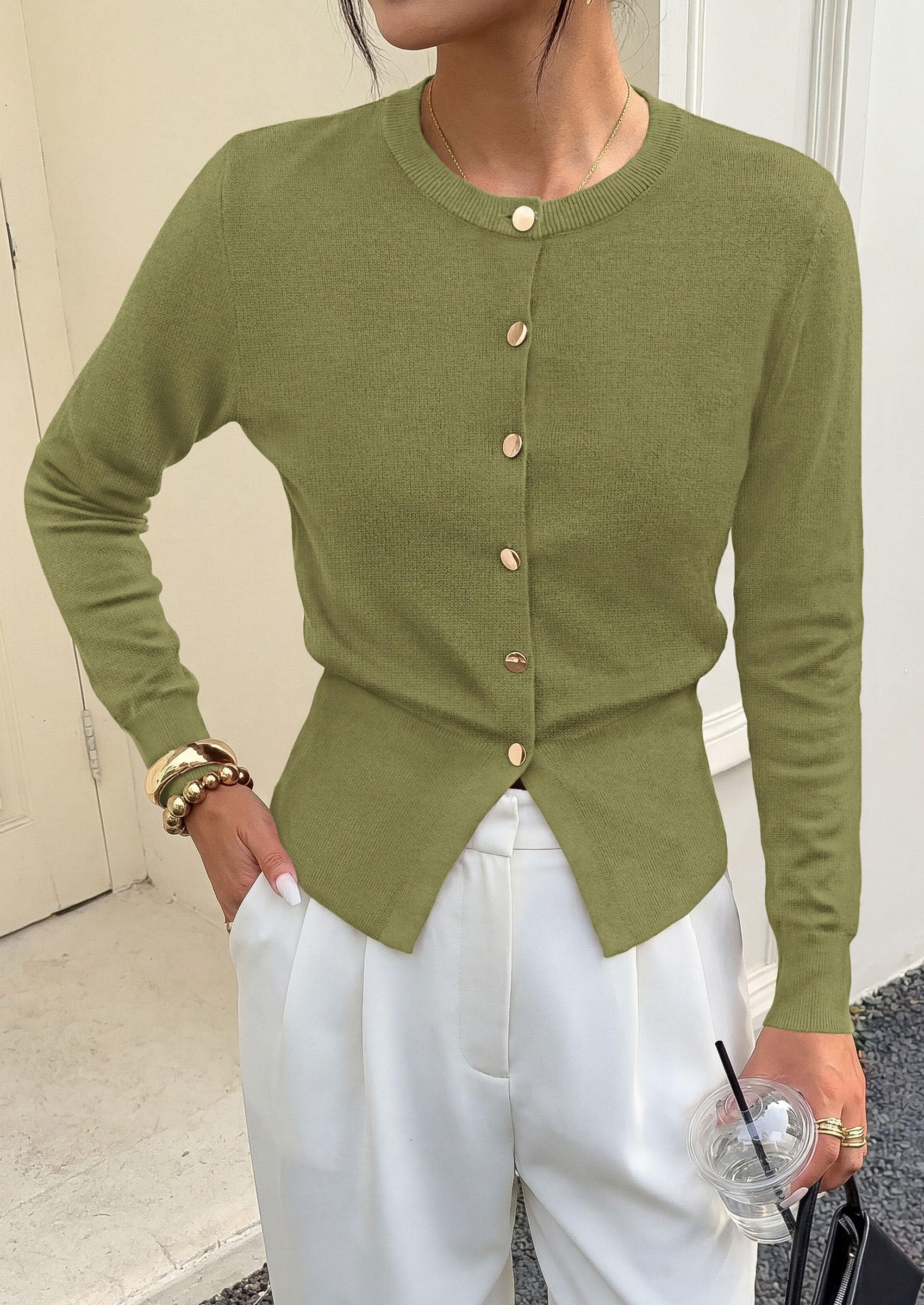 Womens Fall Fashion Knit Cardigan Sweaters Cinched Waist Tops
