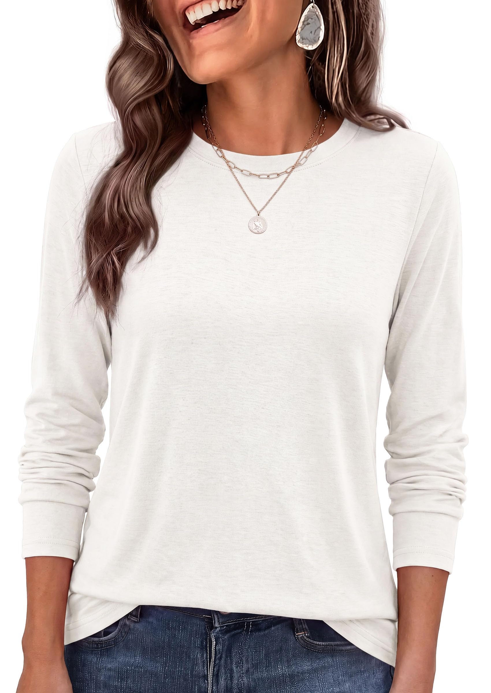 Long Sleeve Tshirts Shirts for Women Basic Casual Fall Tops