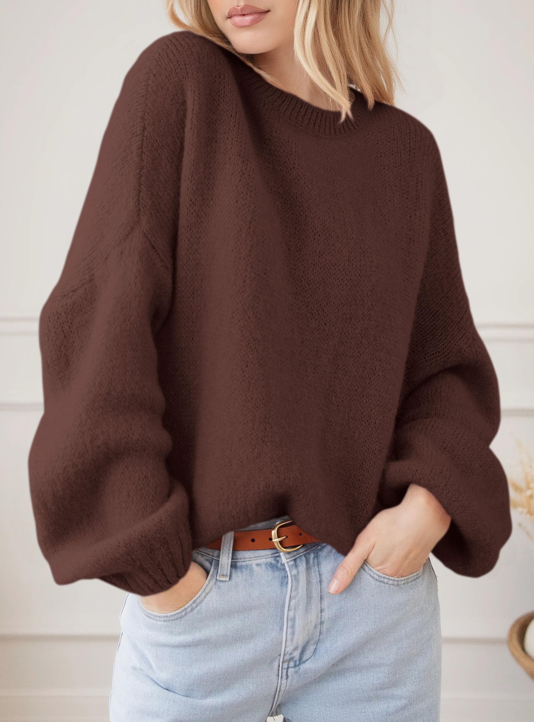 Women's Fall Oversized Holiday Sweaters (Dark Brown,S)