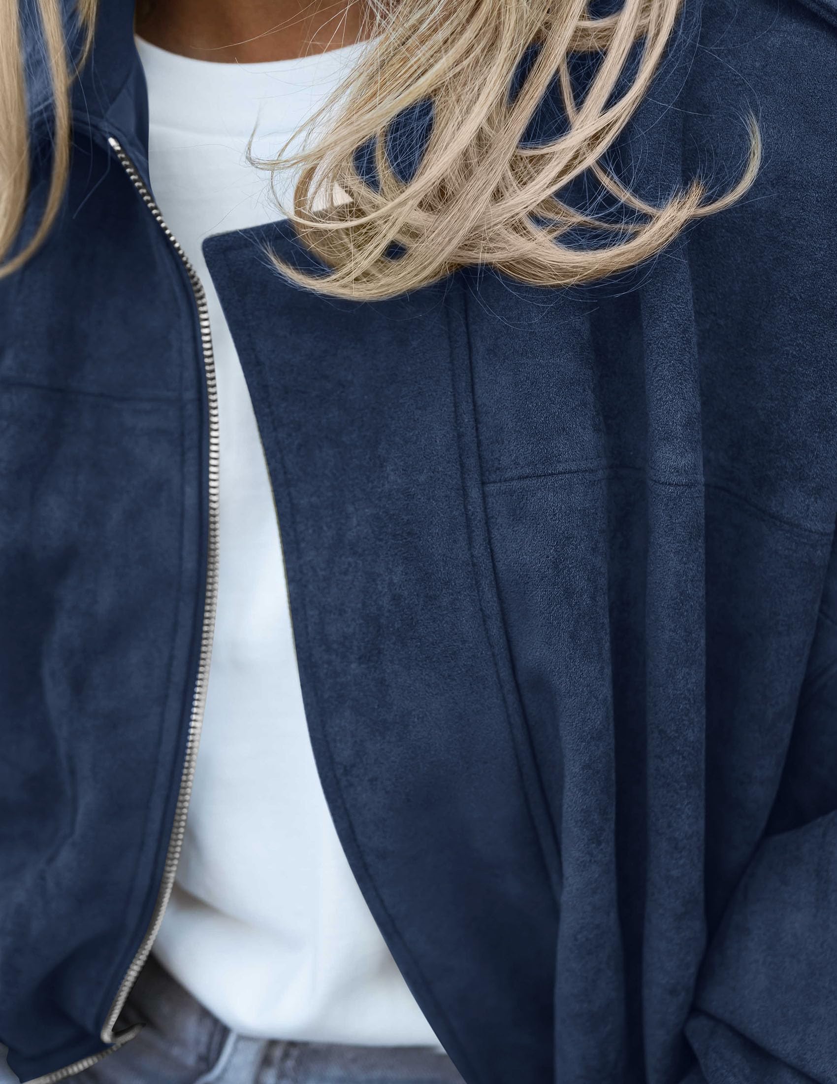 Faux Suede Jacket Women Fall Cropped Western Bomber Jacket