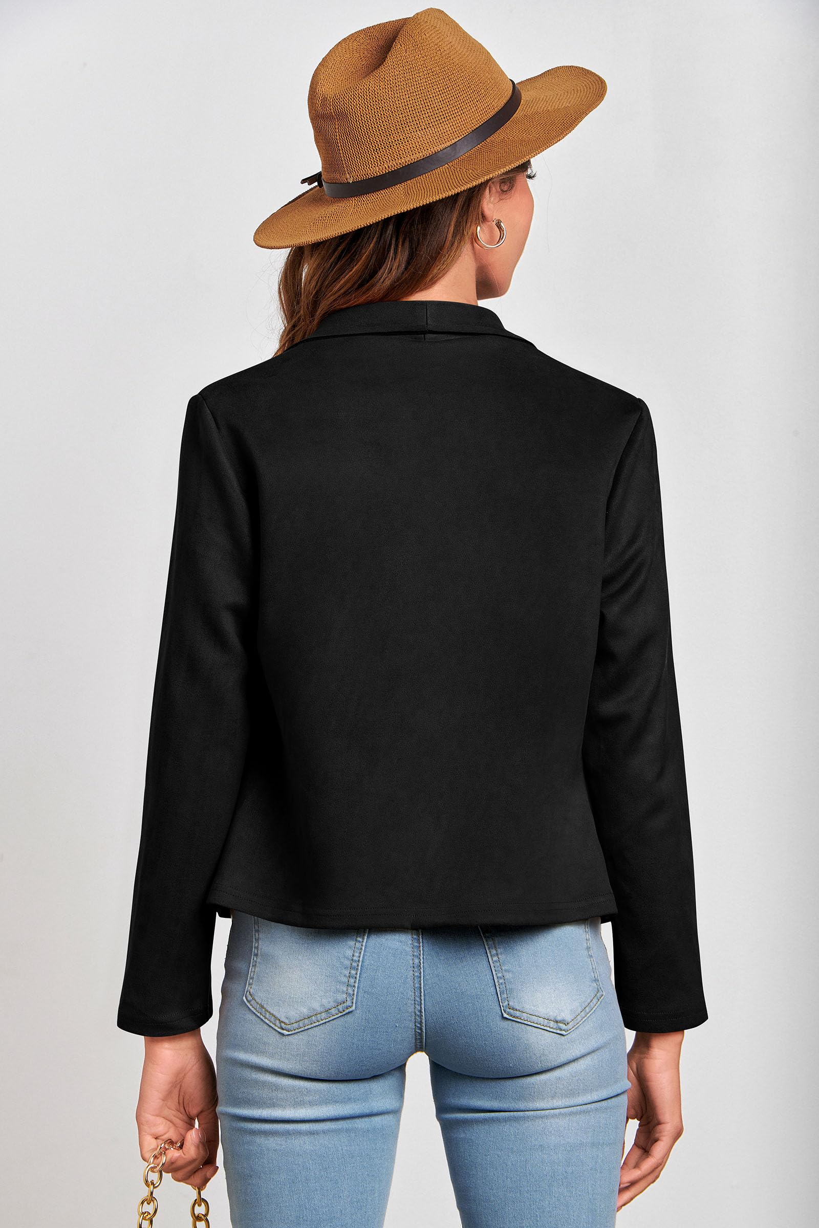 Women's Fall Fashion Faux Suede Jackets(Black,Small)