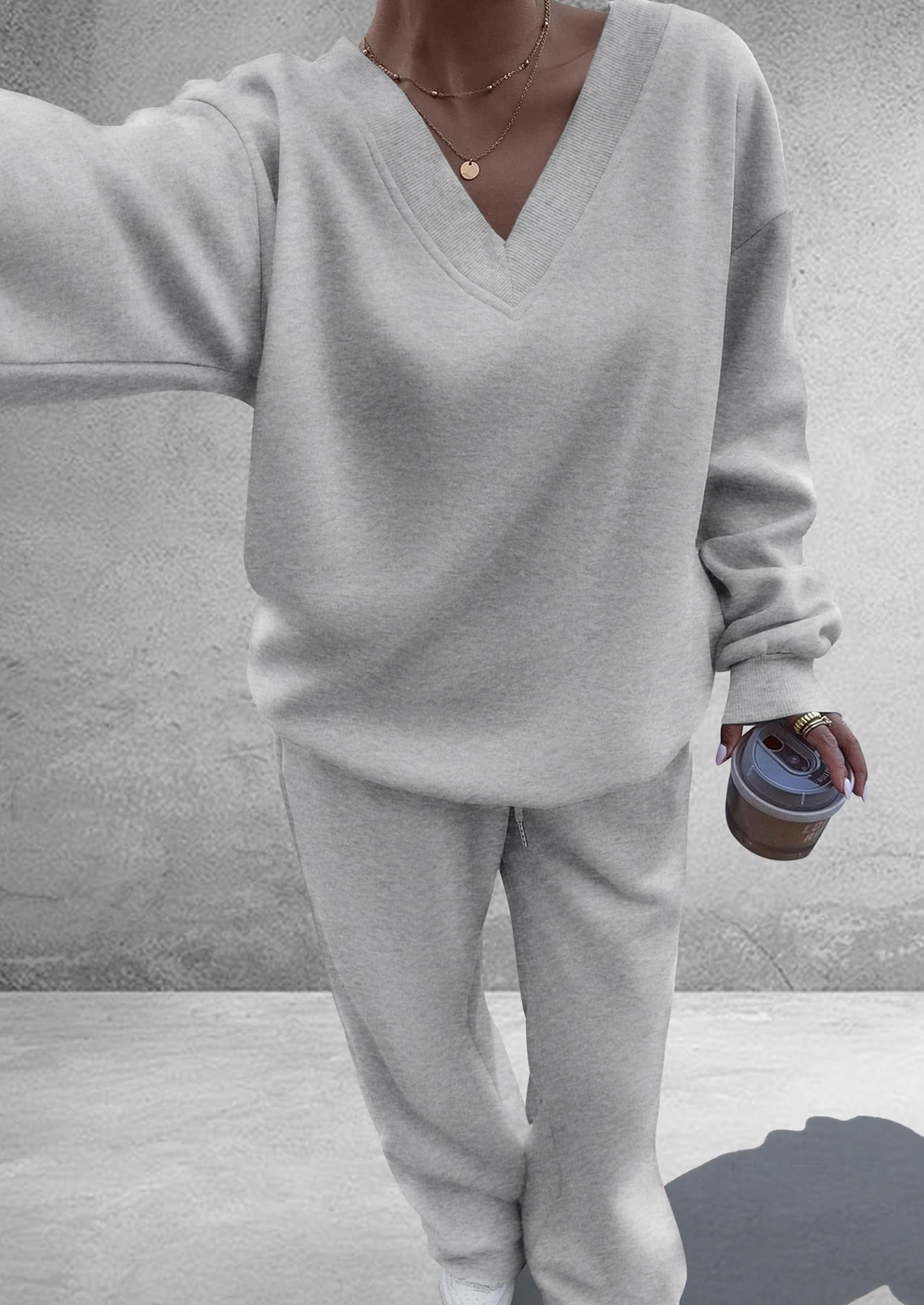 Womens 2 Piece Outfits Fall Sweatsuits,Grey,S