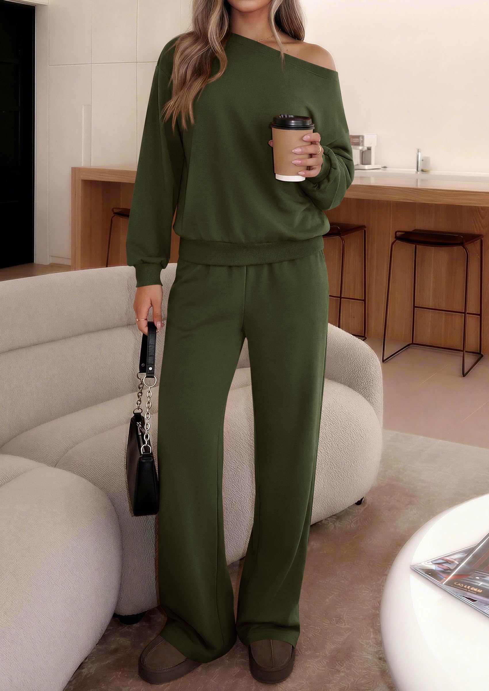 2 Piece Sets for Women Off the Shoulder Matching Lounge Set