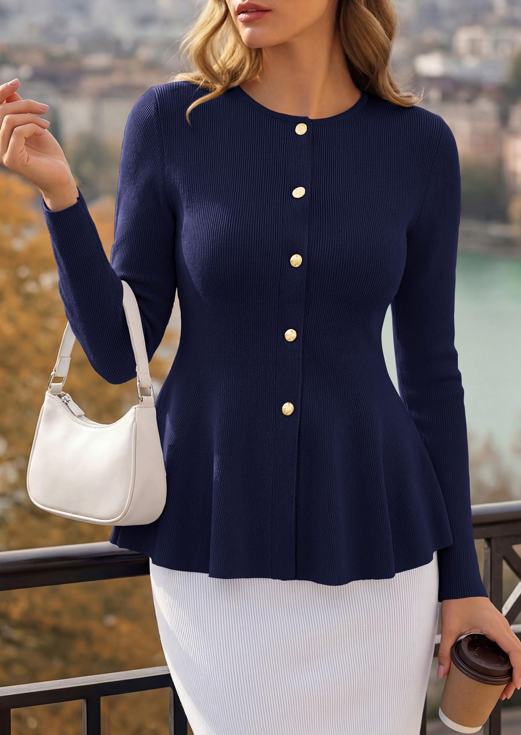 Women's Fall Lightweight Cardigan Sweaters, Navy Blue,S