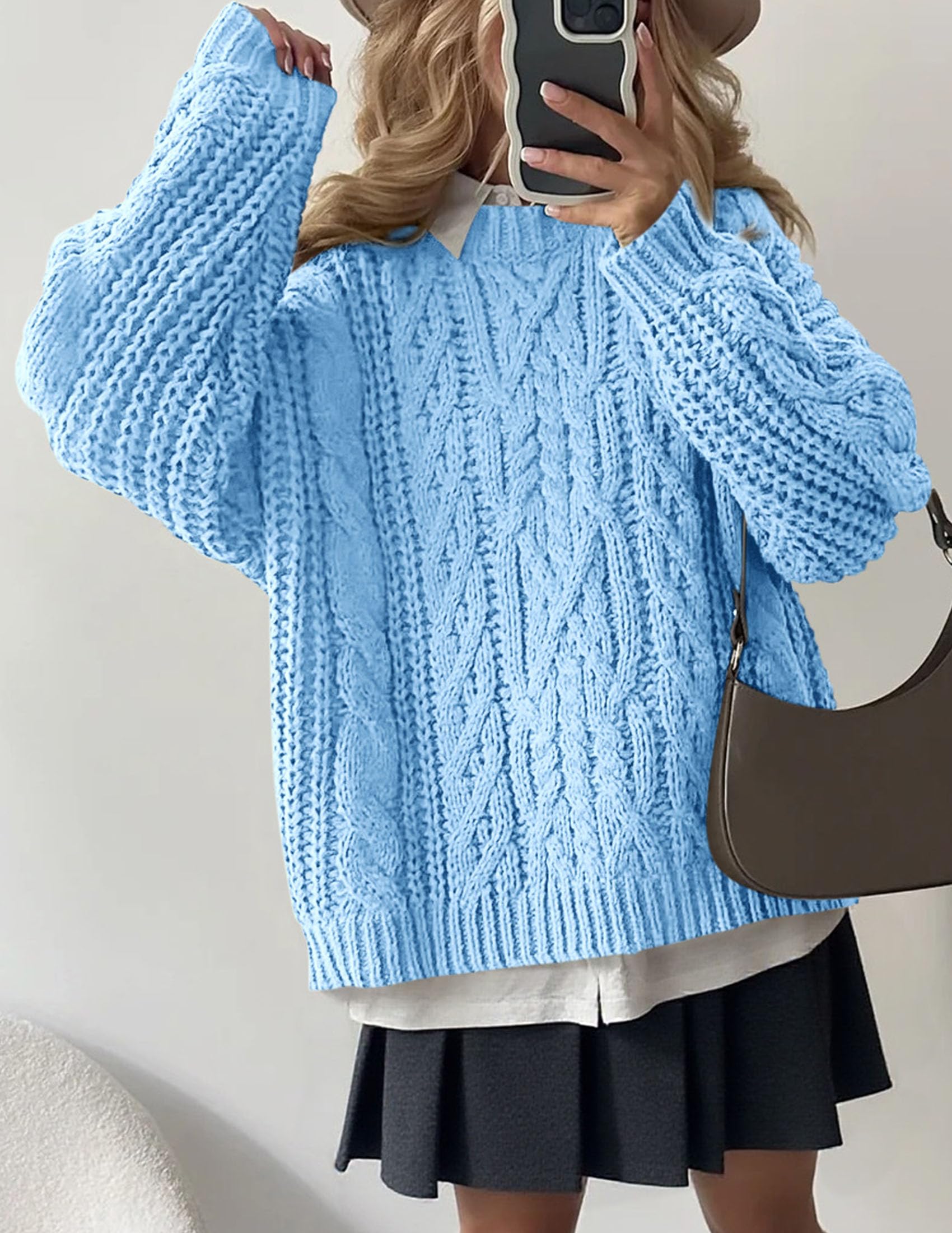 Womens Oversized Fall Sweaters Chunky Cable Knit Pullover Tops