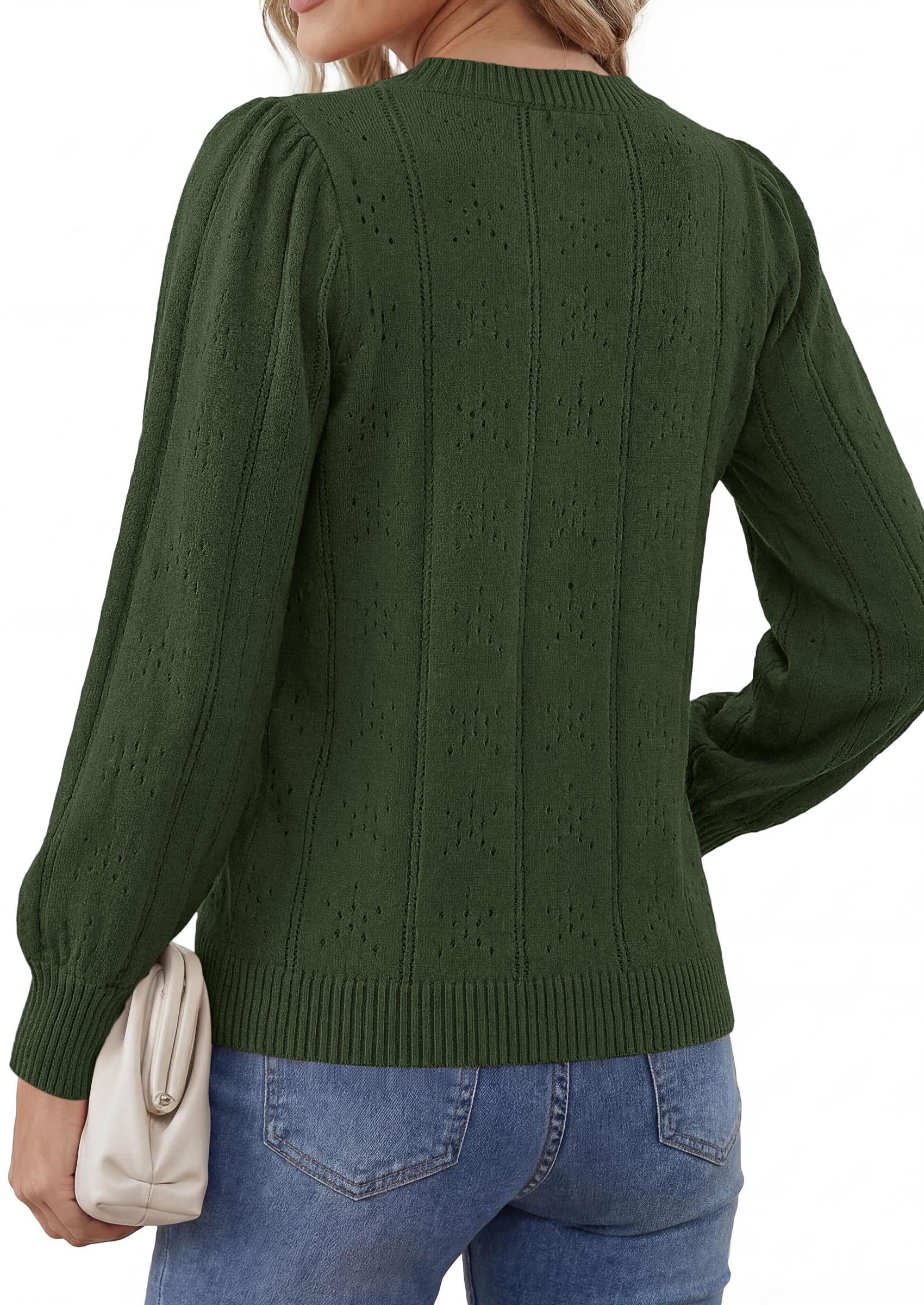 Women Fall Fashion Hollow Out Holiday Sweaters Army Green,S