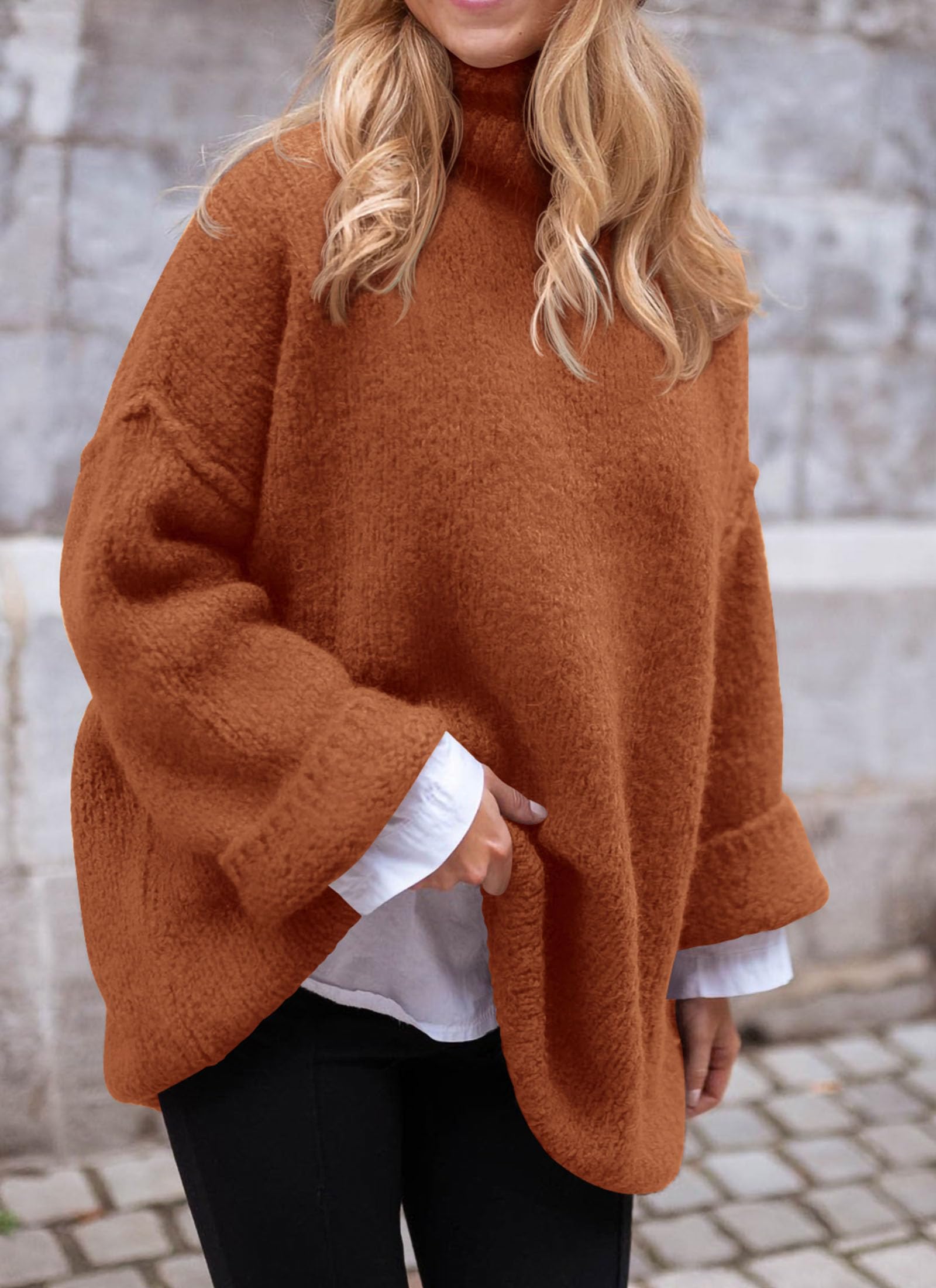 Women's Cozy Chunky Knit Oversized Fall Turtleneck Sweaters