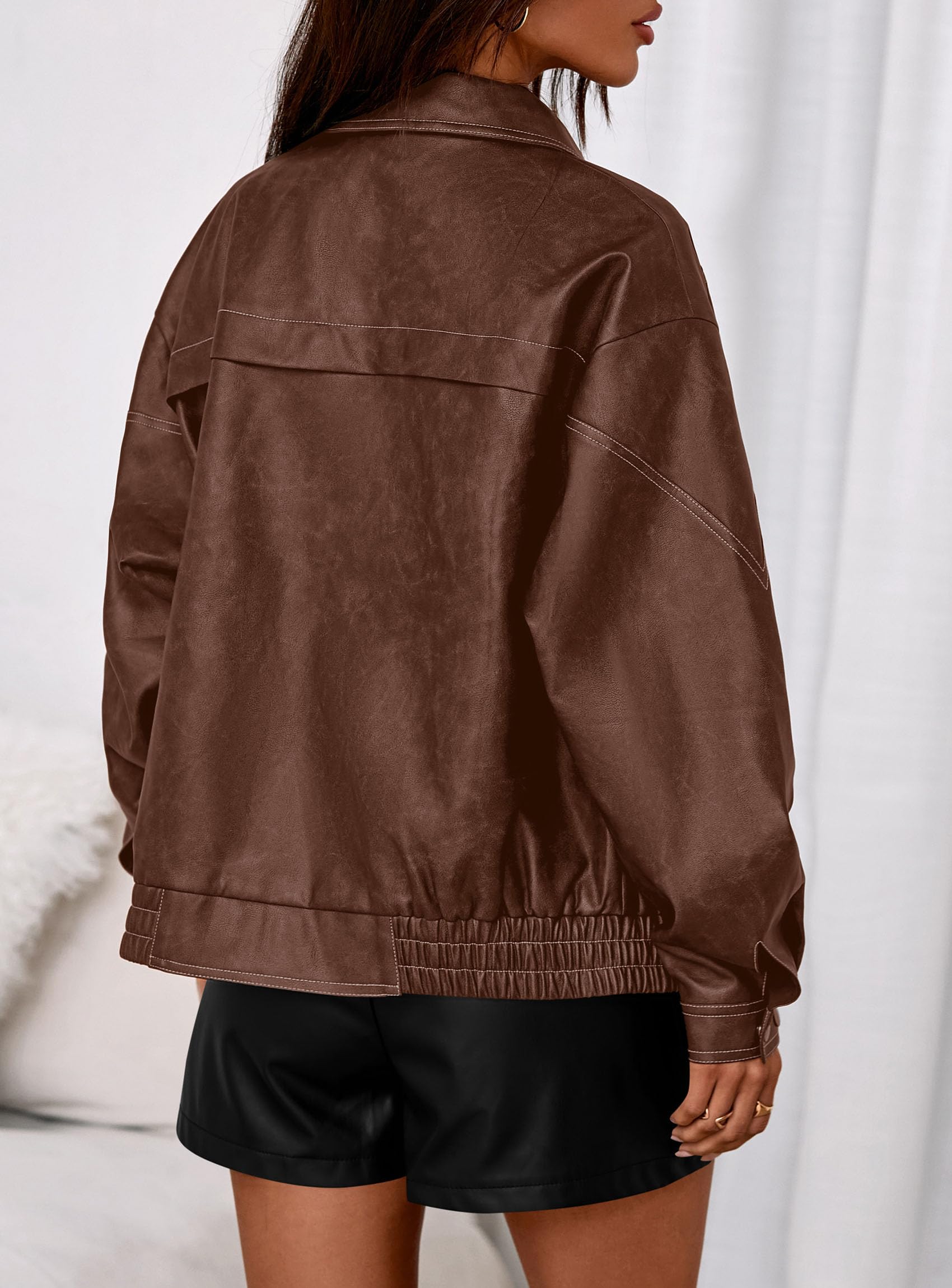 Womens Oversized Faux Leather Jacket Fall Winter Outfits