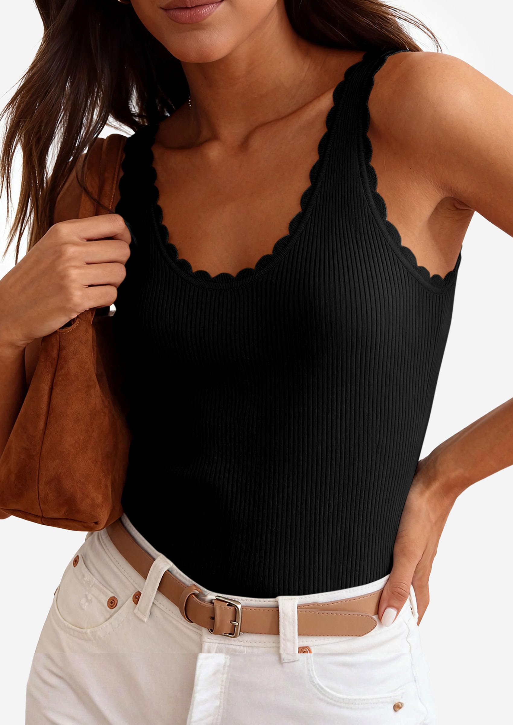 Womens Ribbed Knit Sleeveless Tank Tops,Black,XS