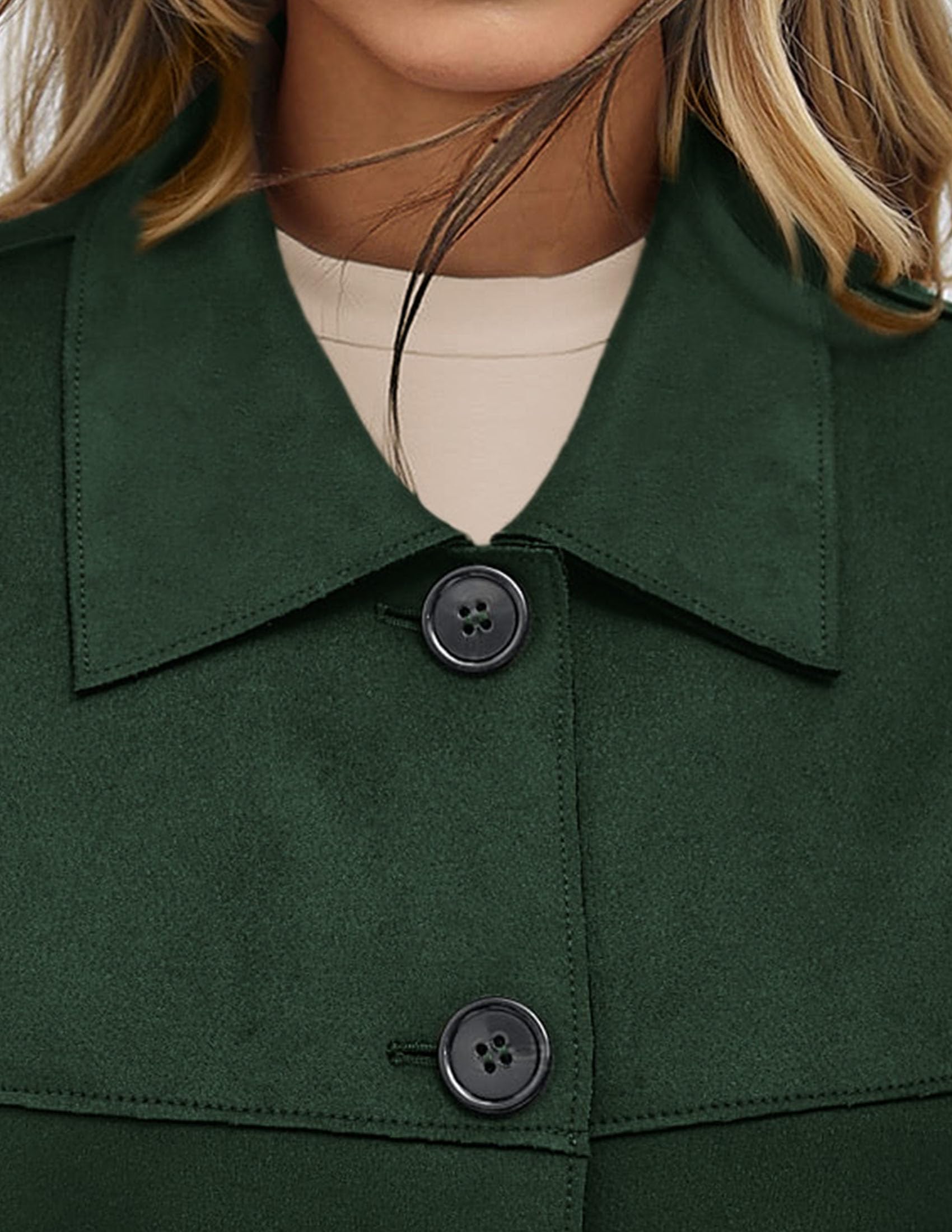 Women's Faux Suede Shacket Jackets Lightweight Cropped Coats