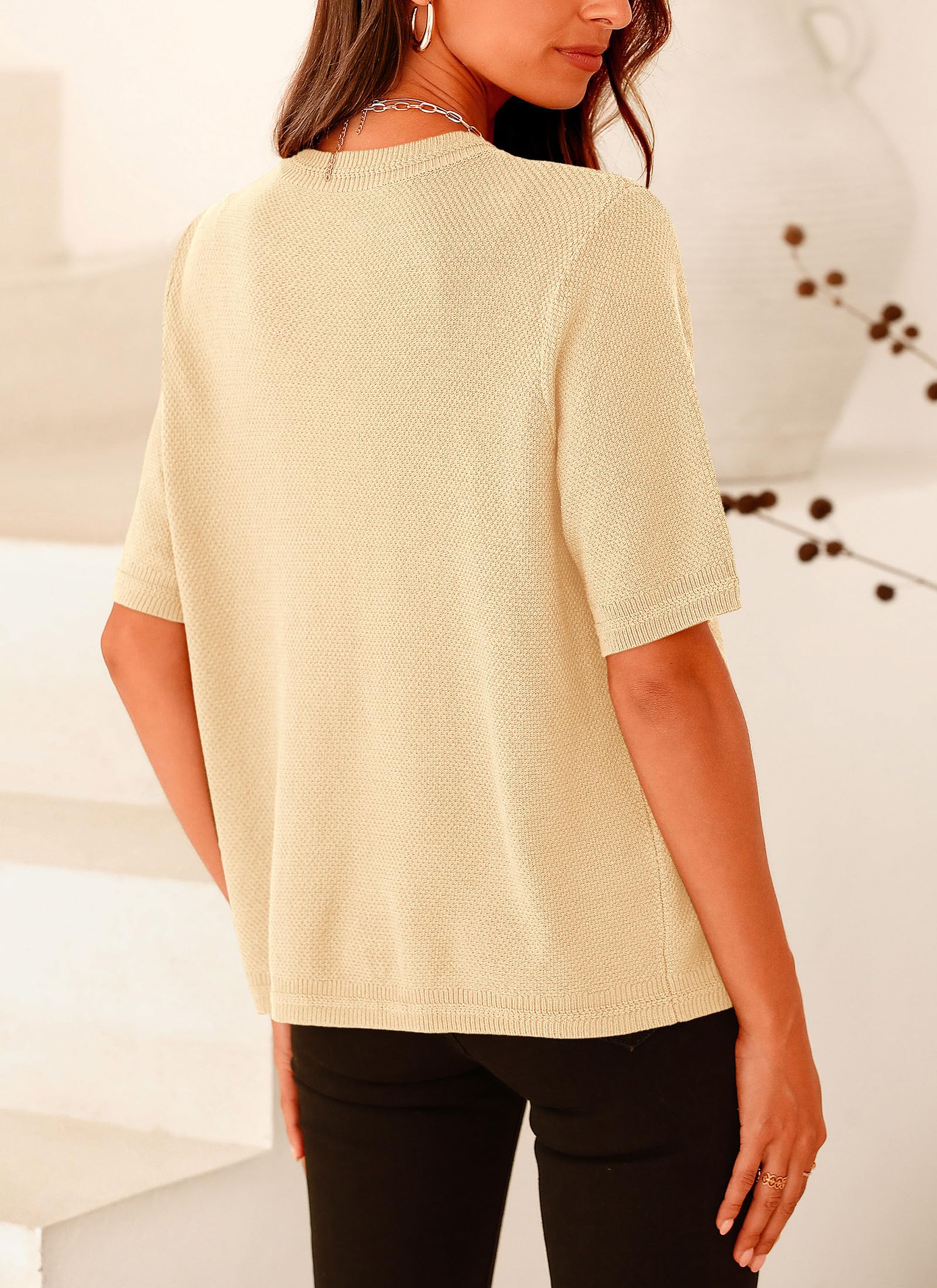 Women's Summer Casual Button Down Shirts Beige,Small