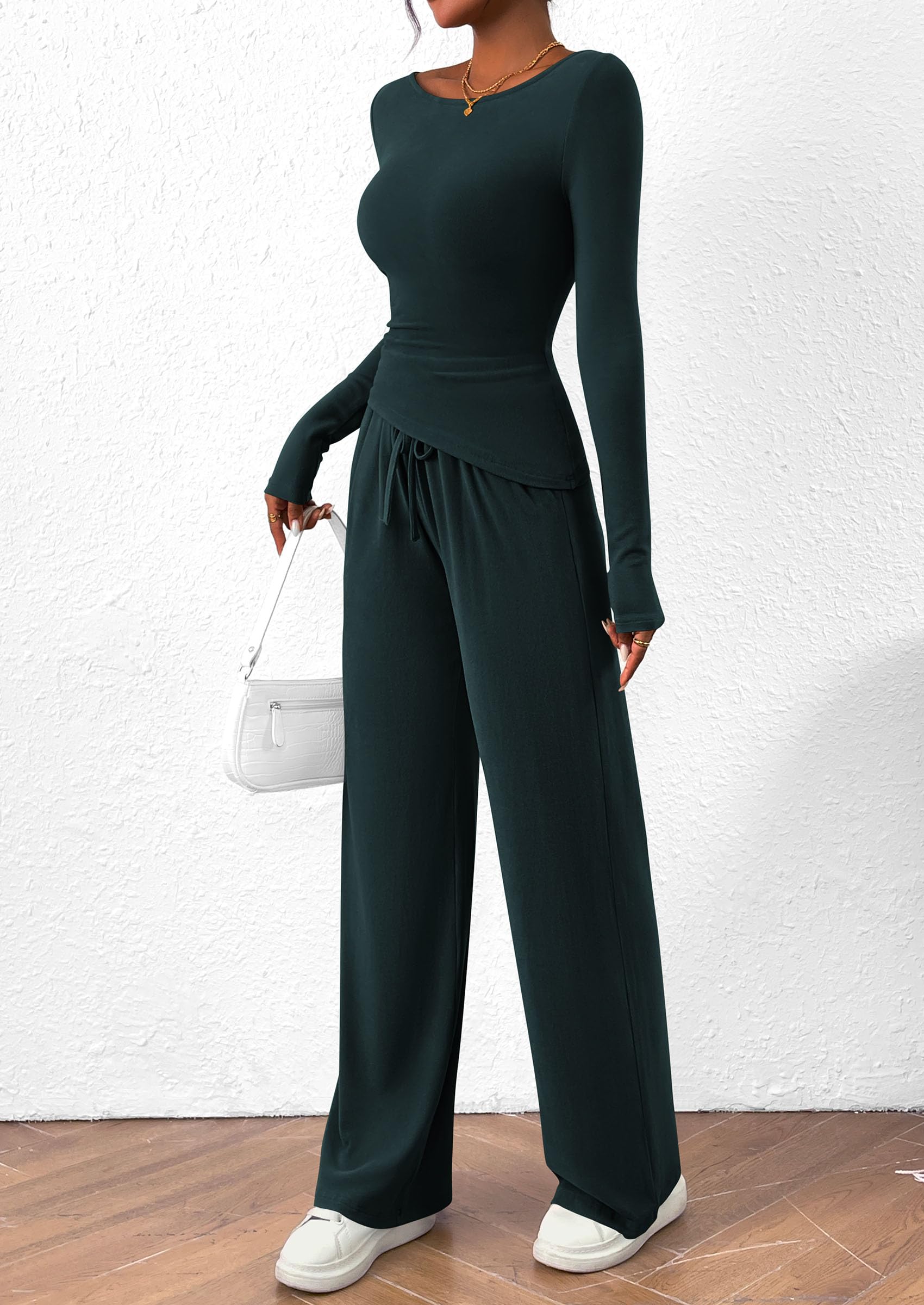 Women's 2 Piece Lounge Sets Airport Outfits(Dark Blue,XS)