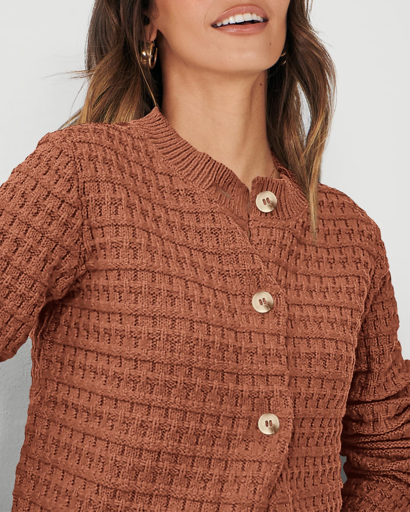 Women's Fall Lightweight Cardigan Sweaters Brown