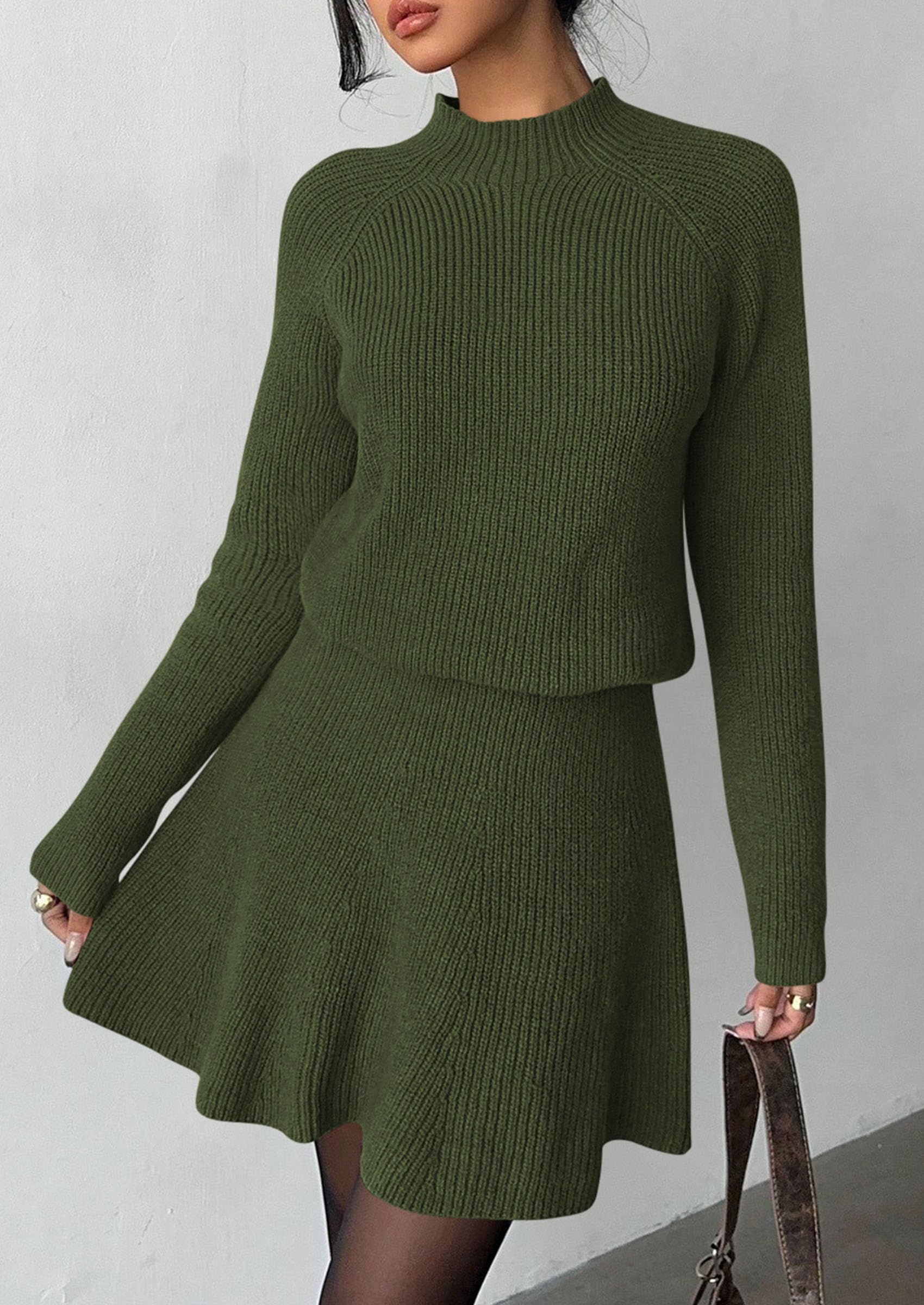 Women's Fall 2 Piece Outfits Matching Sweater Skirt Sets
