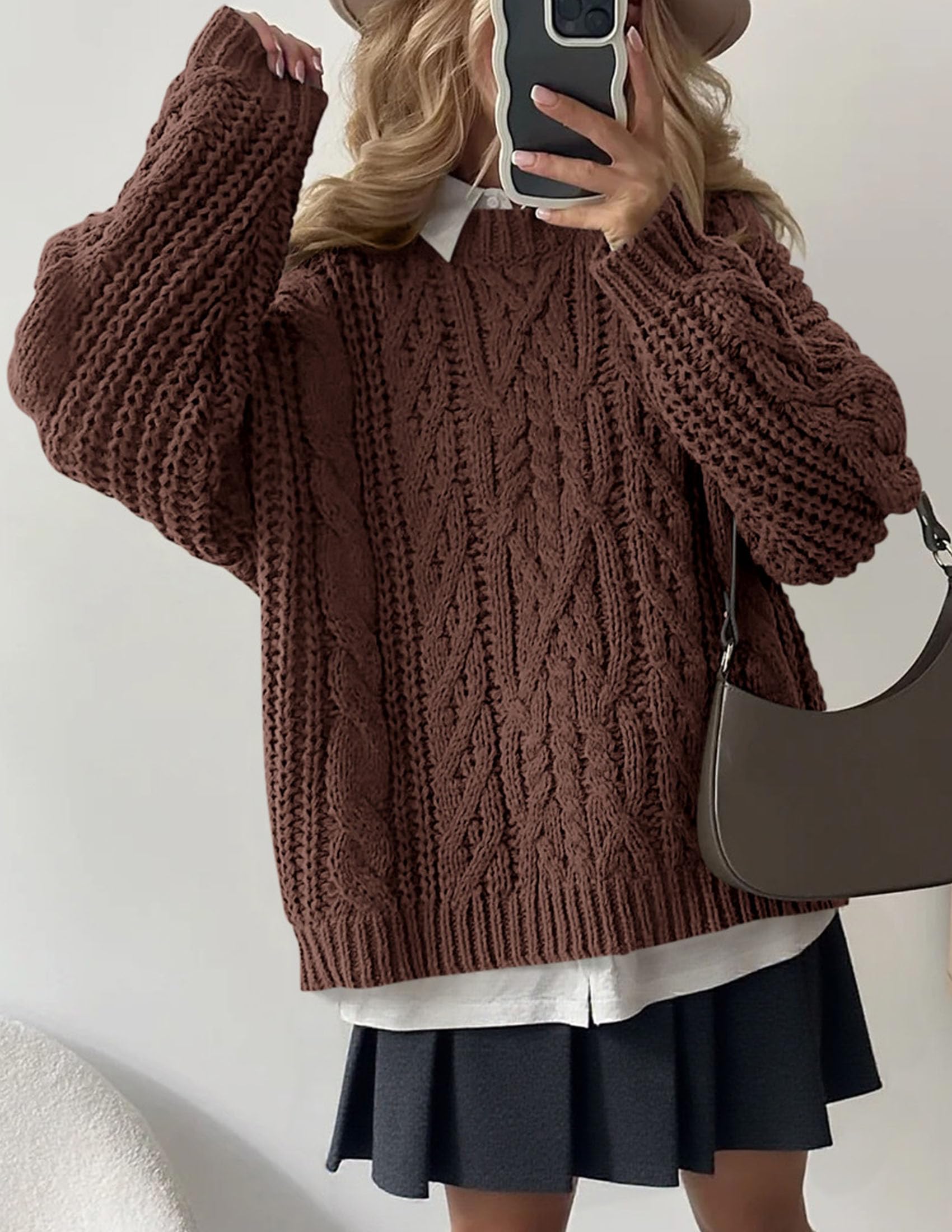 Womens Oversized Fall Sweaters Chunky Cable Knit Pullover Tops