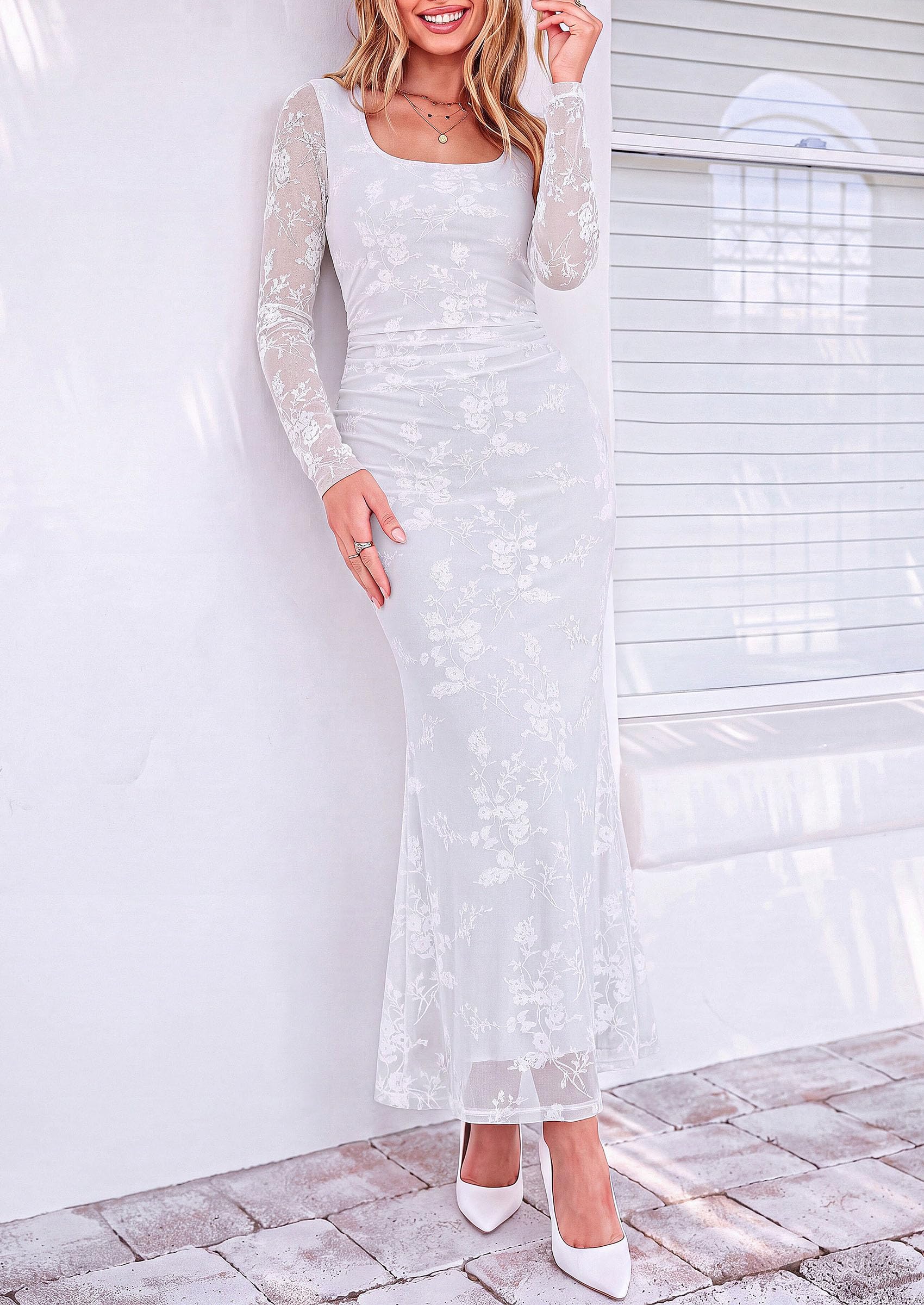Women's Formal Floral Maxi Dress Fall Wedding Guest Dresses