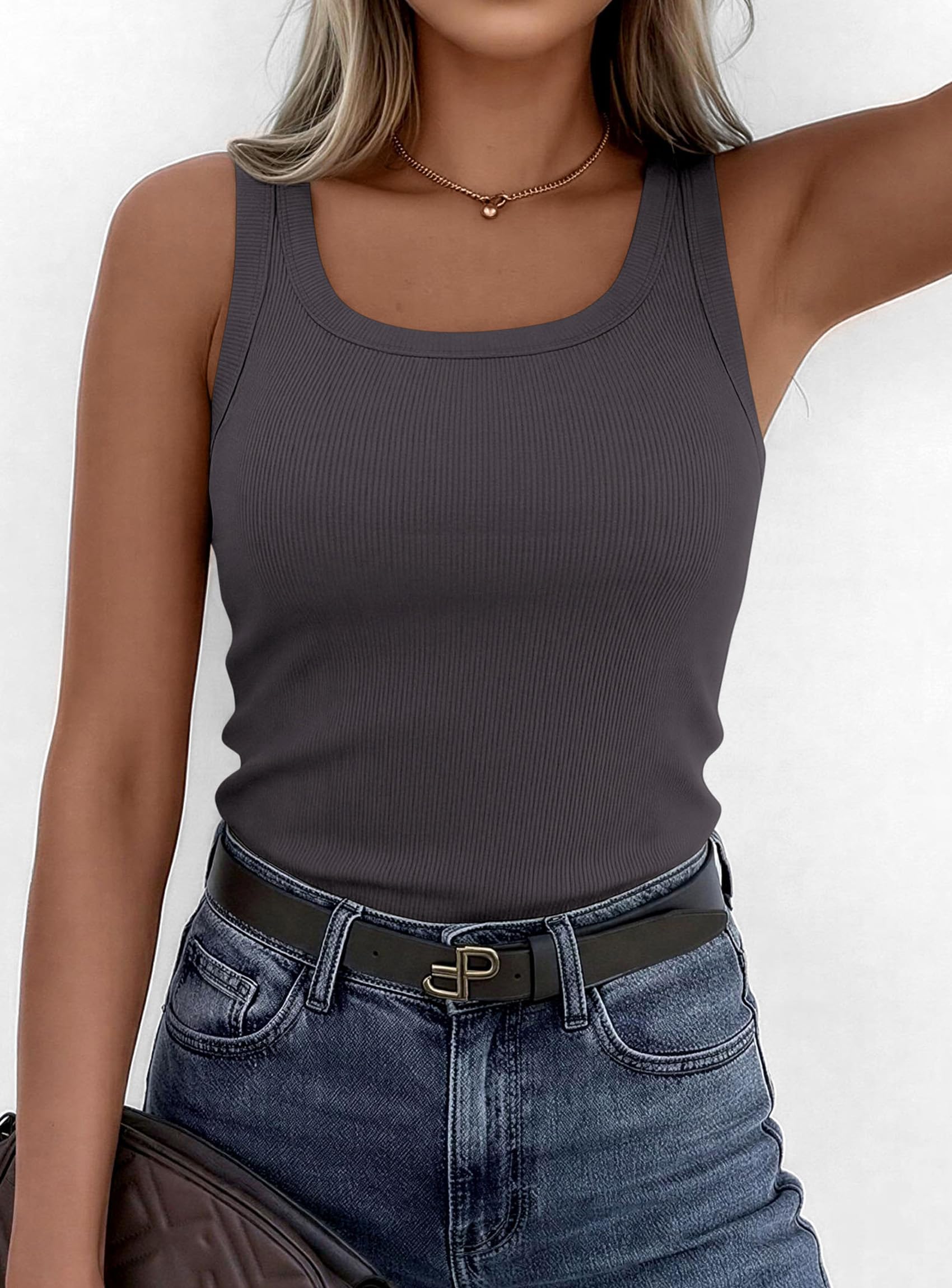 Tank Tops for Women Summer Sleeveless Tops,Dark Grey,XS