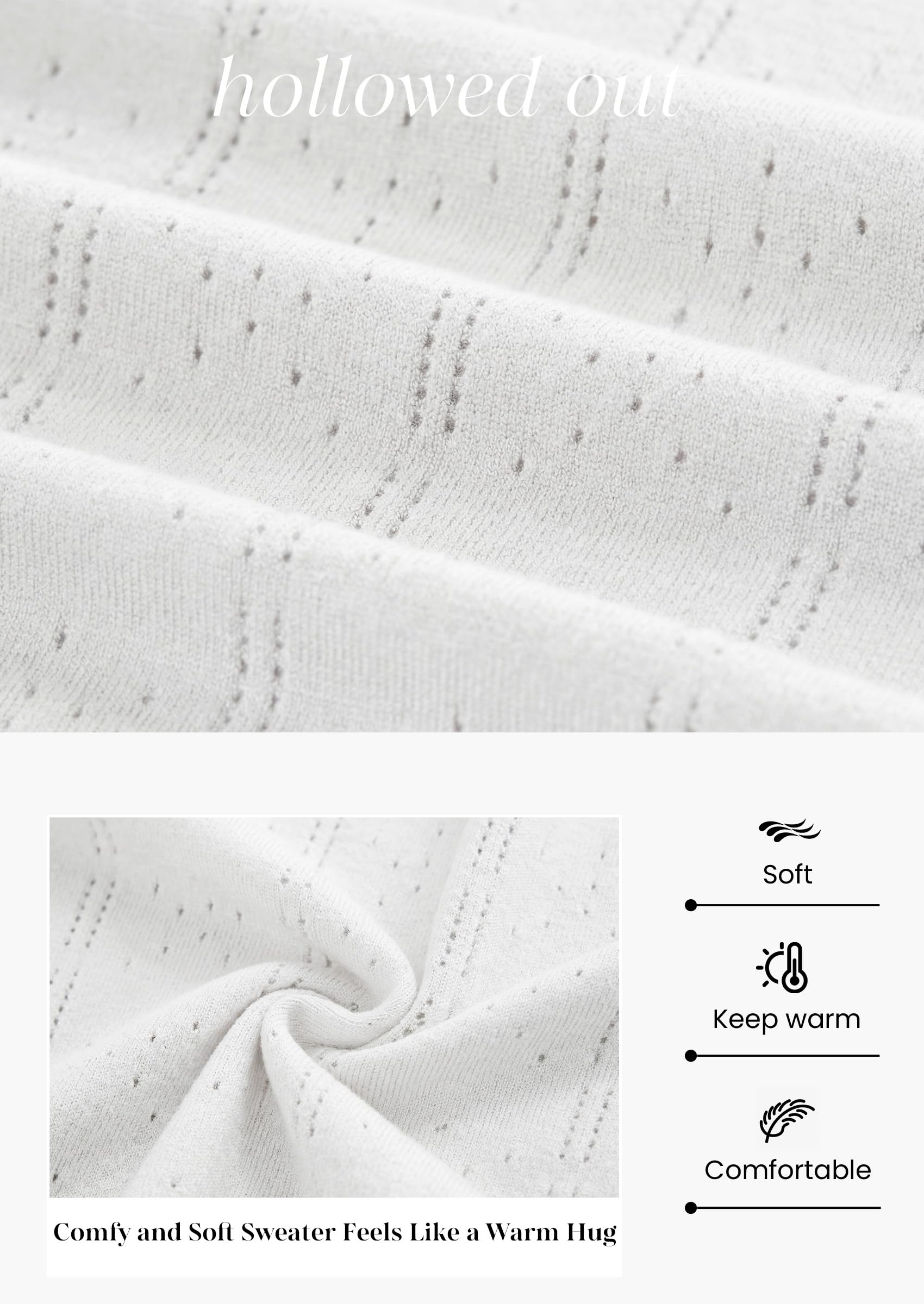 Women Fall Fashion Hollow Out Holiday Sweaters White,S