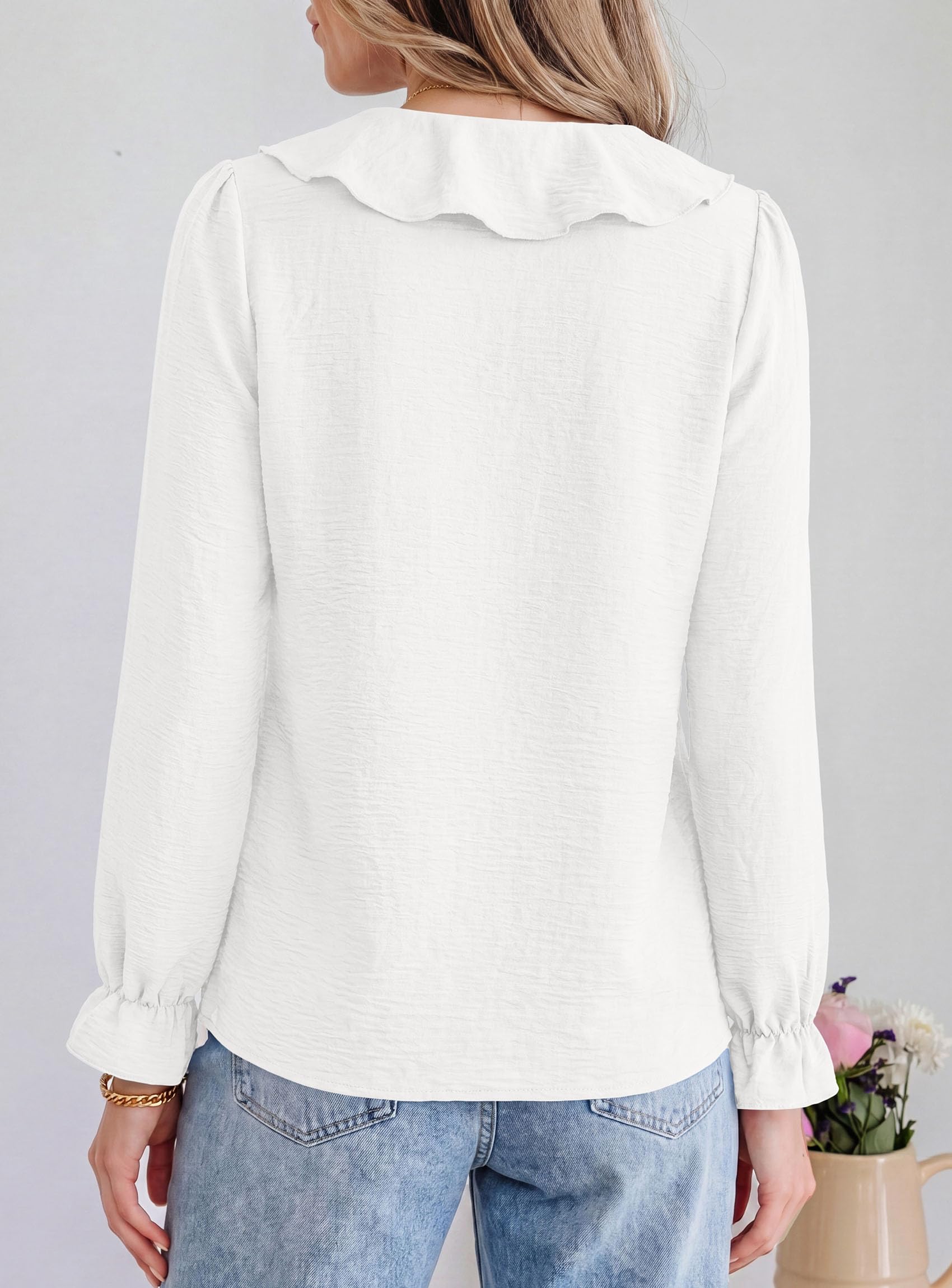 Women Early Fall Fashion Dressy Casual Blouses White,S