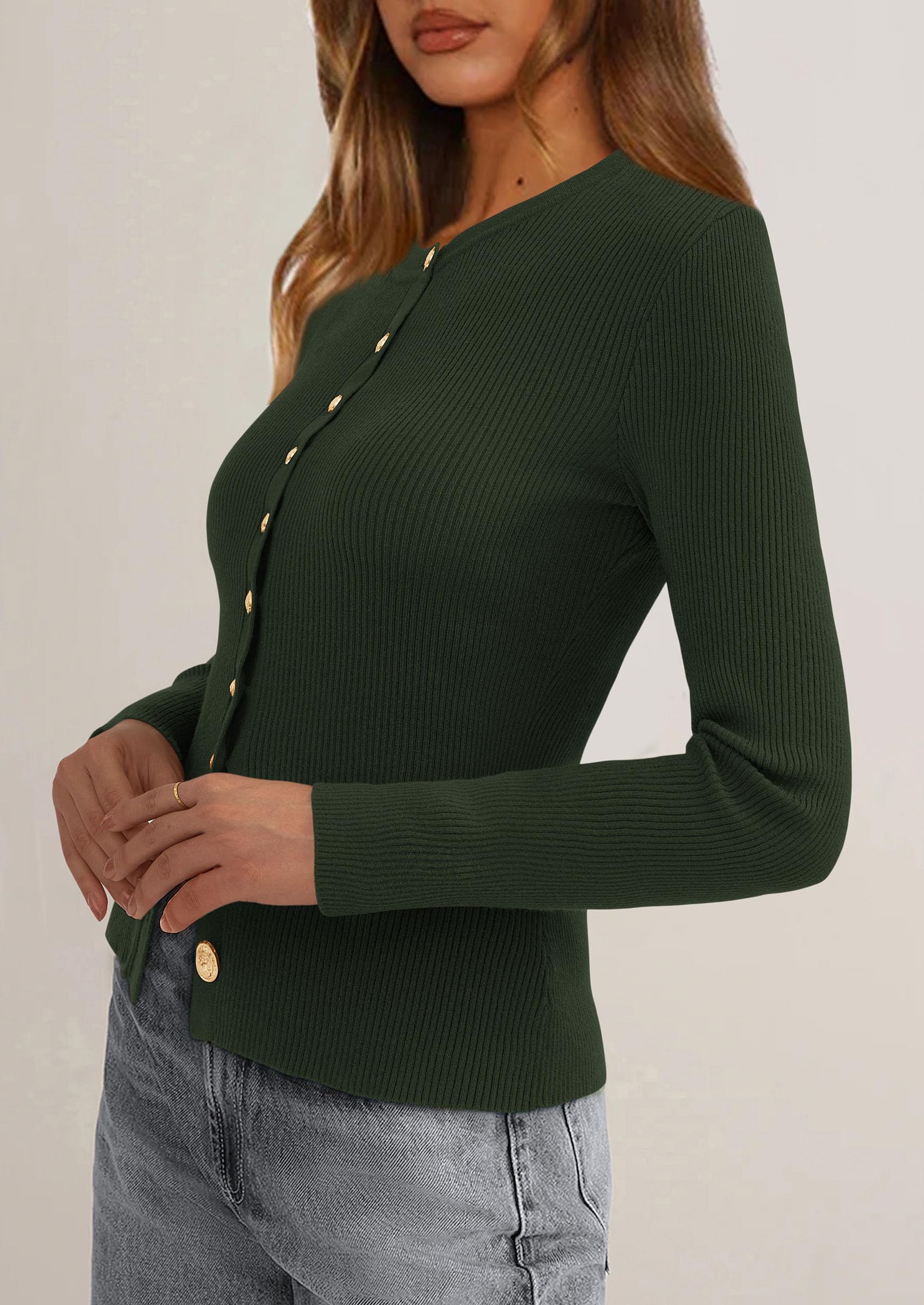 Women's Fall Lightweight Cardigan Sweaters,Army Green,S