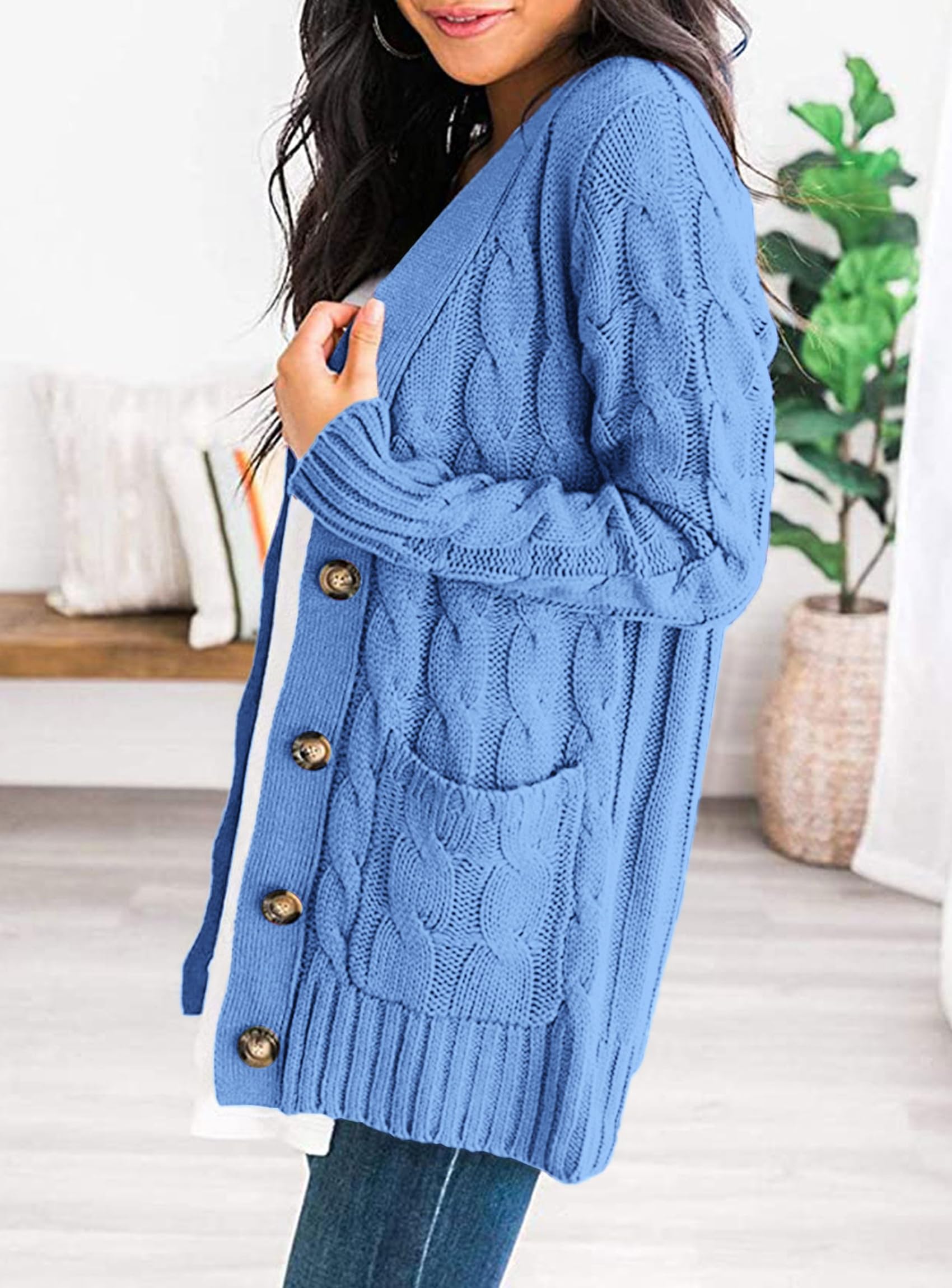 Women Chunky Cable Knit Cardigan Sweaters Fall Fashion Clothes