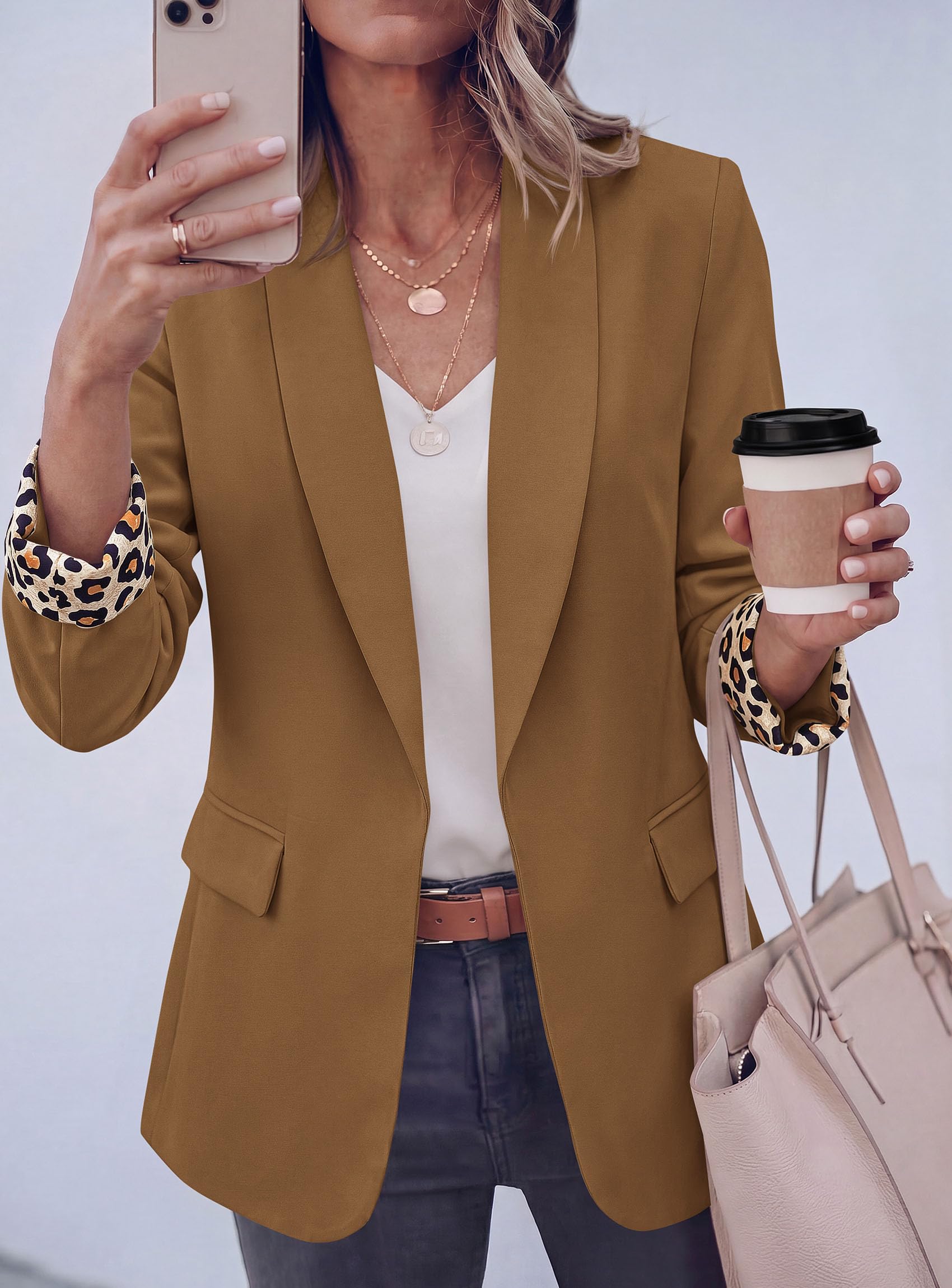 Blazers for Women Business Casual Open Front Lapel Suit Jacket
