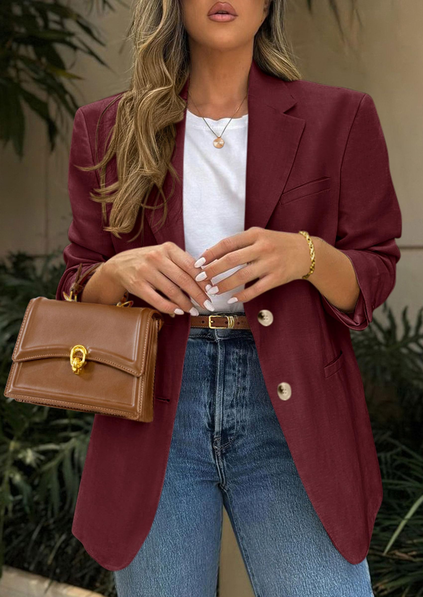 2026 Blazers for Women Business Casual,Wine Red,XS