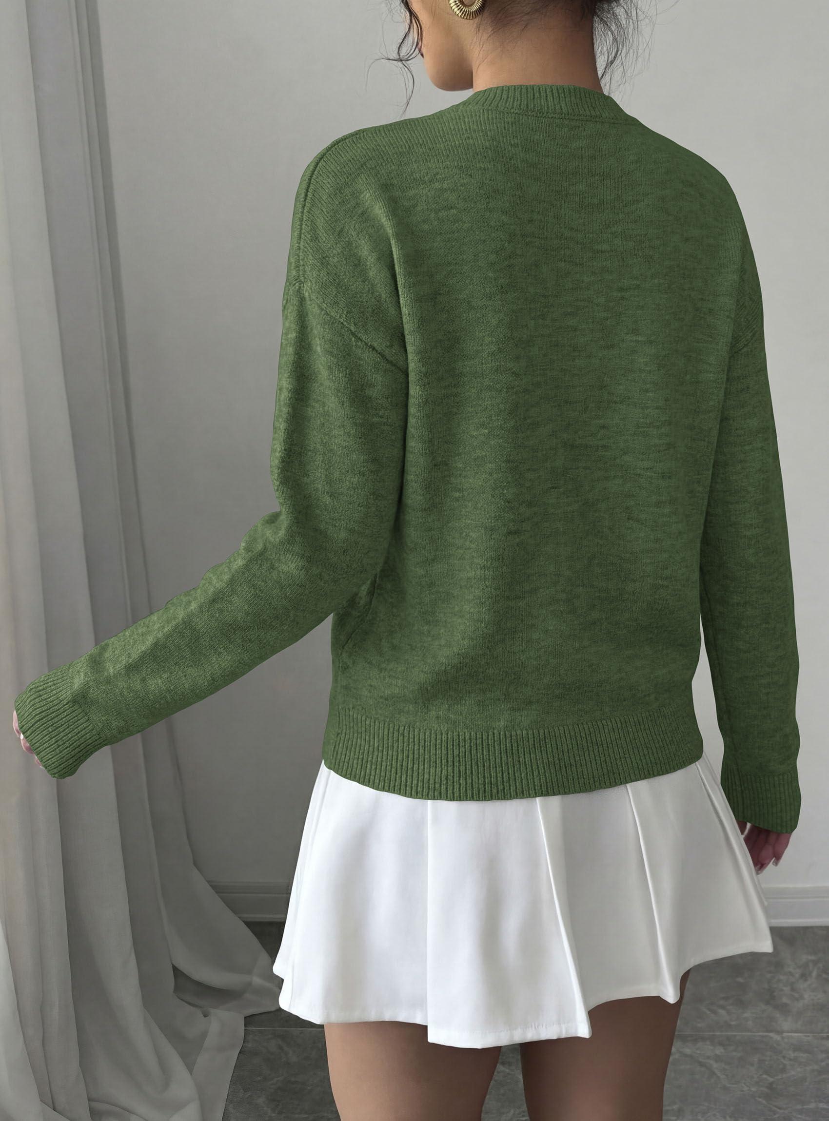 Sweaters for Women Fall Fashion Embroidered Floral Knit Tops