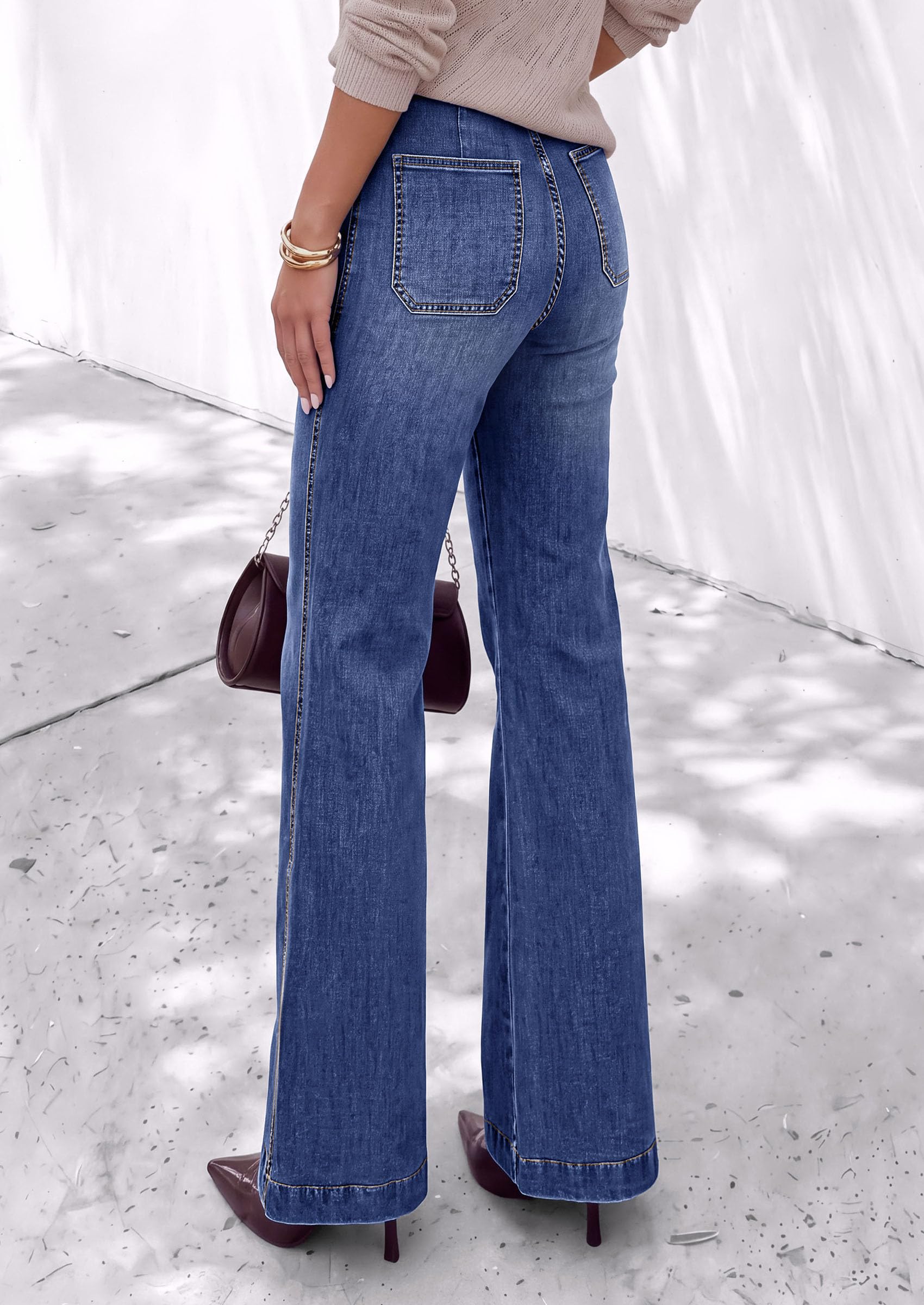 Womens High Waisted Wide Leg Jeans Demin Pants