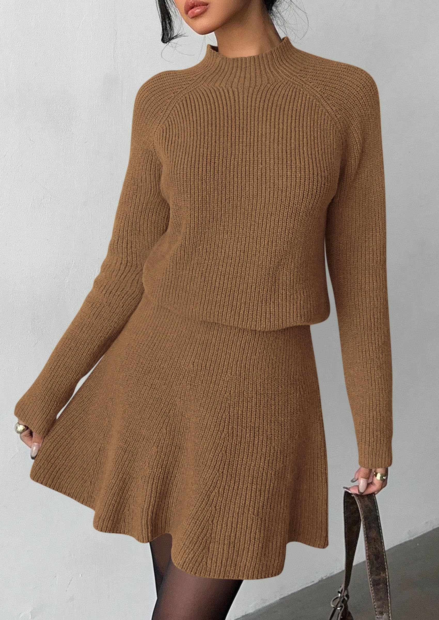 Women's Fall 2 Piece Outfits Matching Sweater Skirt Sets